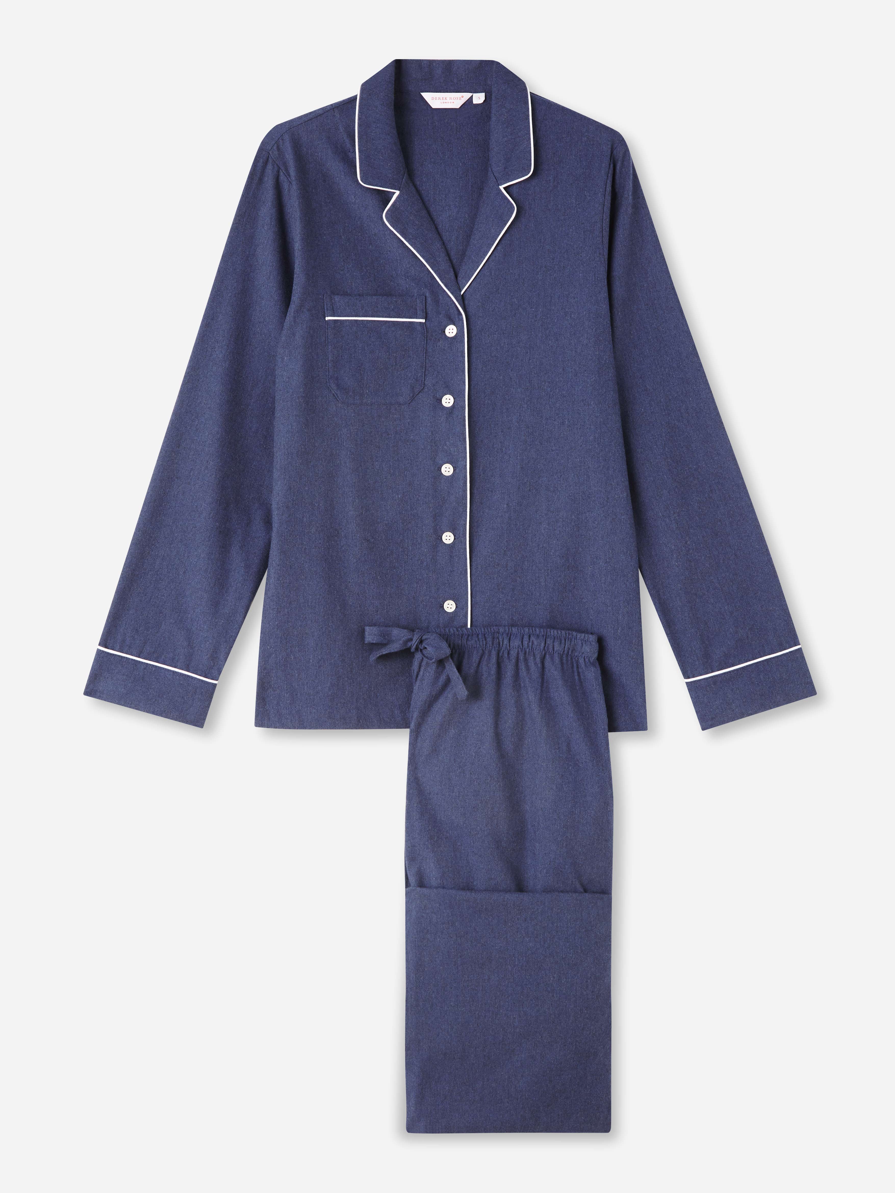 Women's Pyjamas Balmoral 3 Brushed Cotton Navy - Image 7