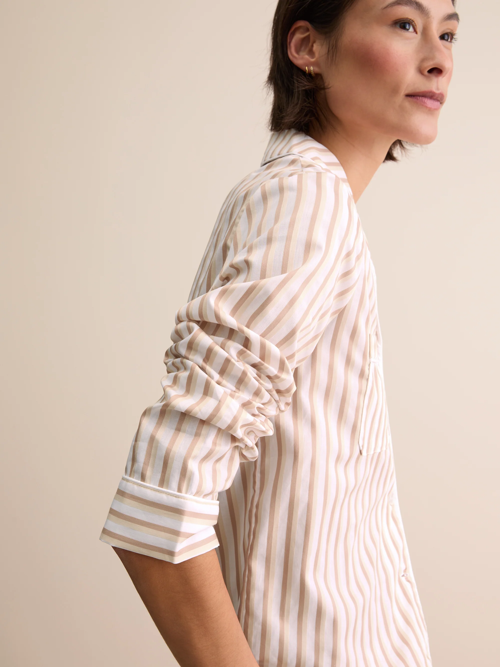 Women's Pyjamas Capri Cotton Batiste Fawn Stripe - Image 4