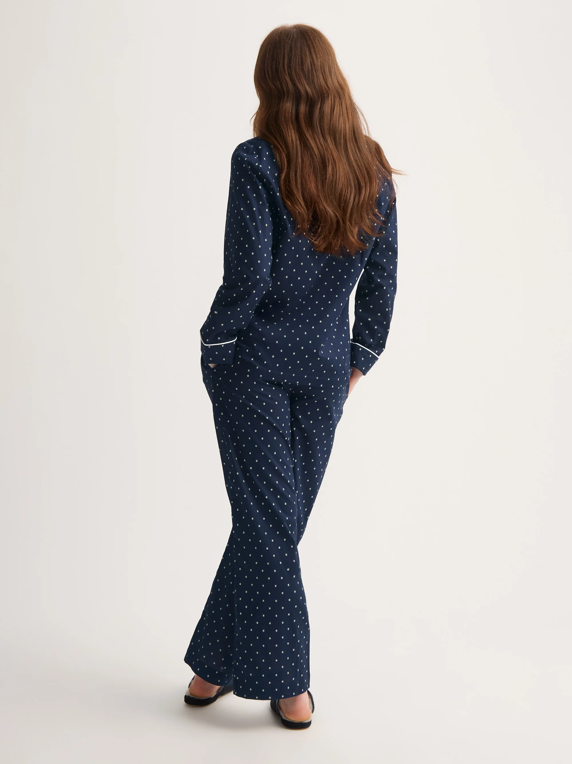 Women's Pyjamas Cotton Batiste Navy Blue Starburst Print - Image 4