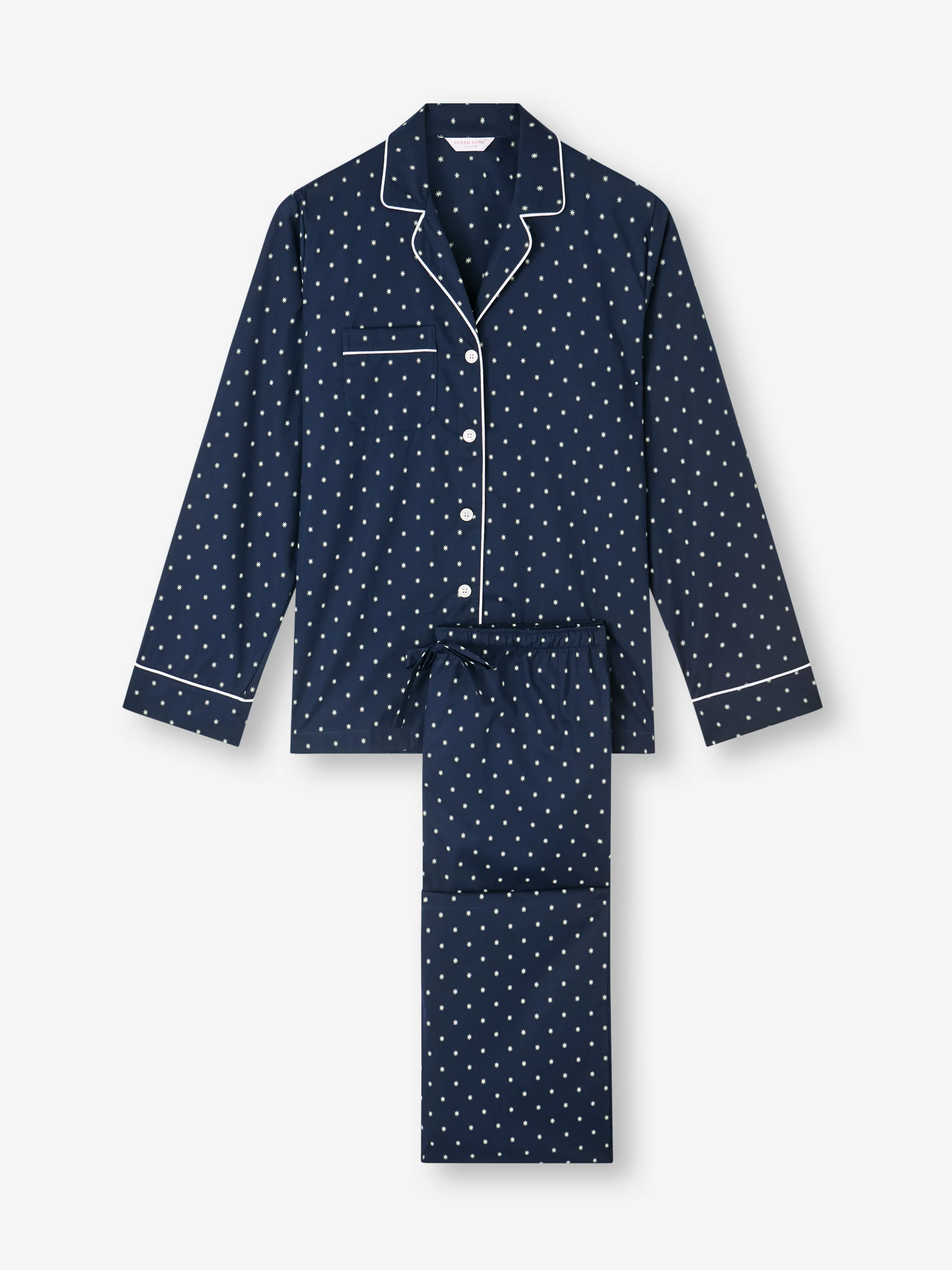 Women's Pyjamas Cotton Batiste Navy Blue Starburst Print - Image 6
