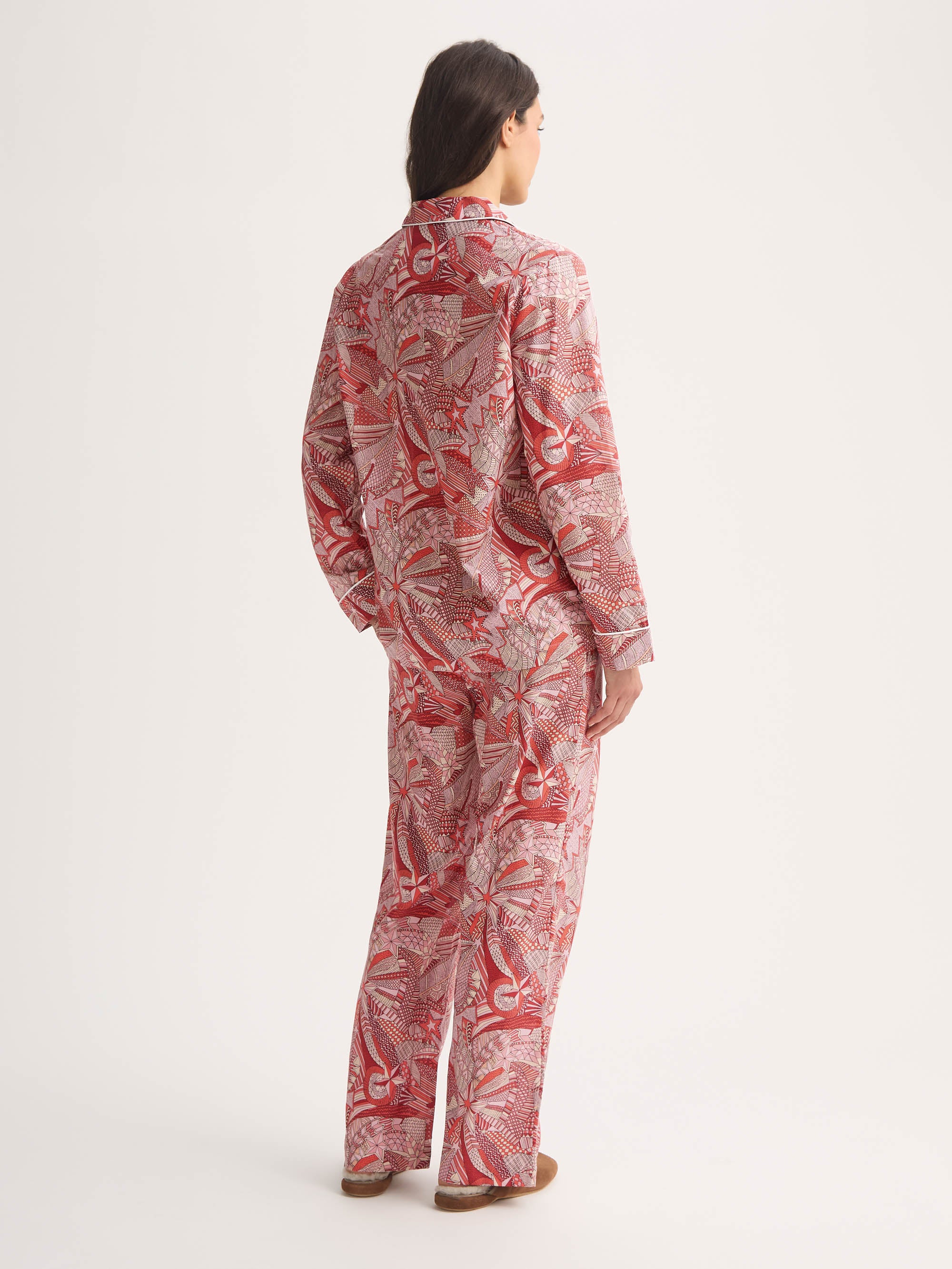 Women's Pyjamas Cotton Batiste Rustic Red Celebration Print - Image 2