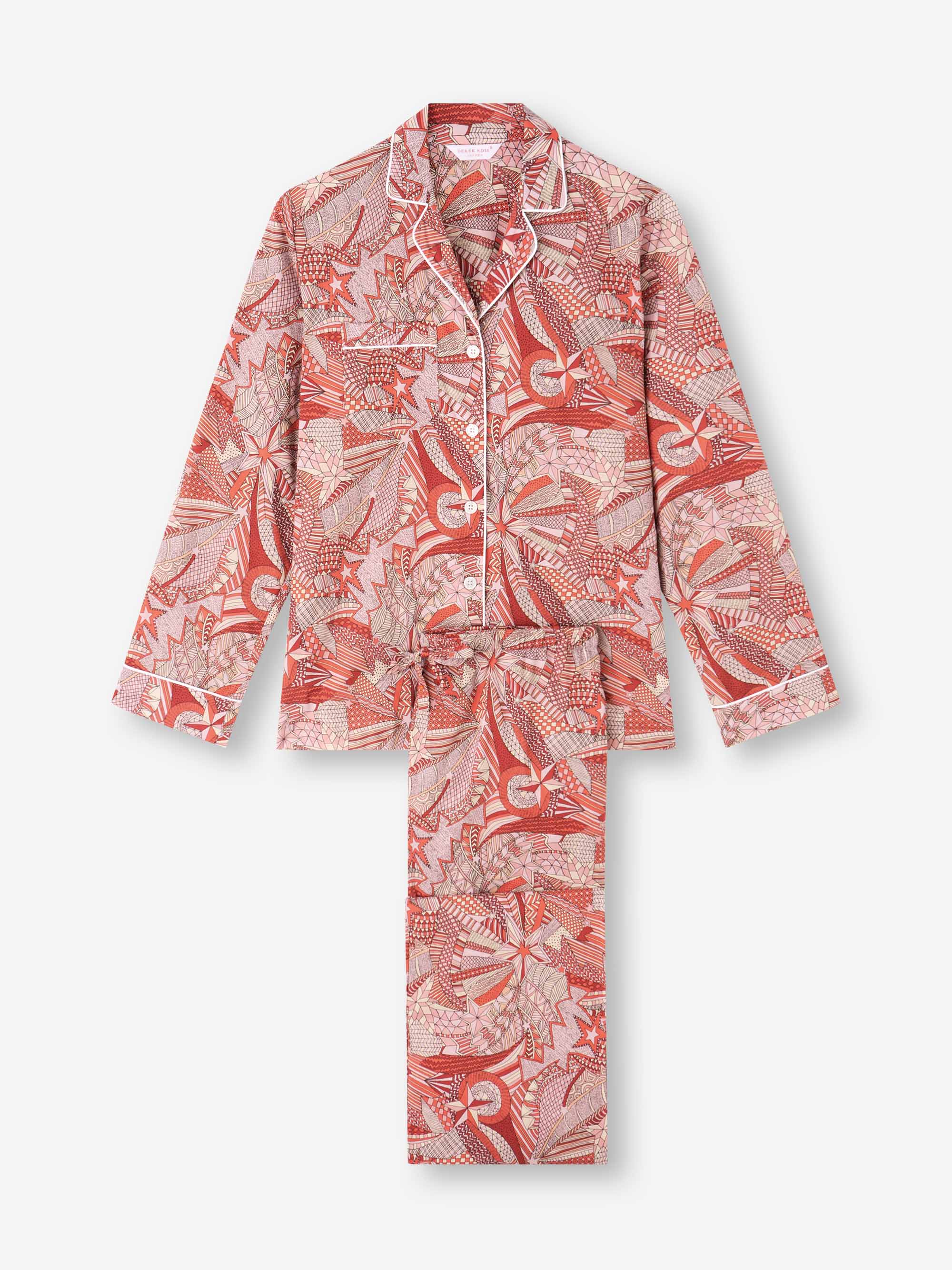 Women's Pyjamas Cotton Batiste Rustic Red Celebration Print - Image 5