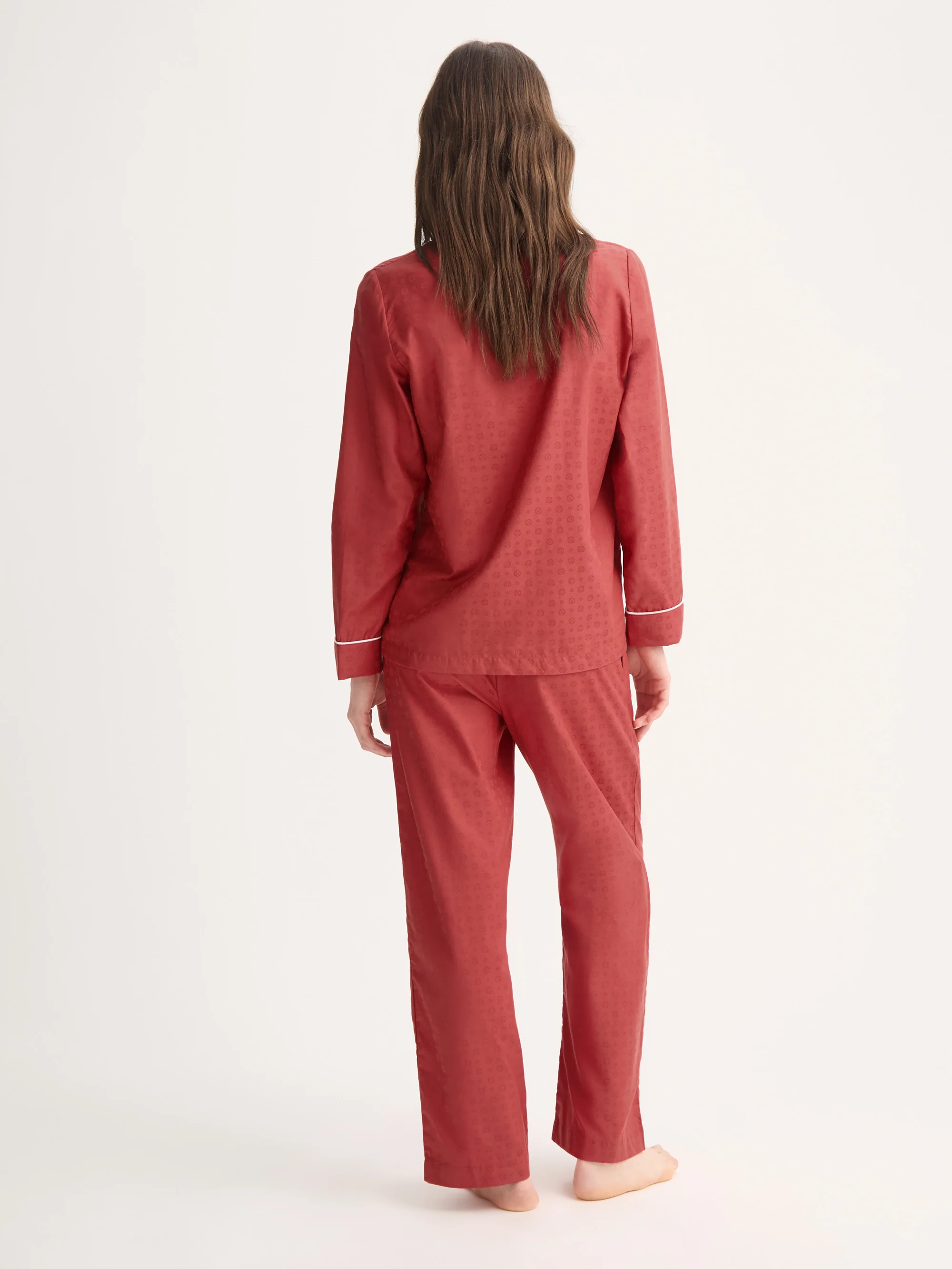 Women's Pyjamas Cotton Jacquard Red Rose Motif - Image 3