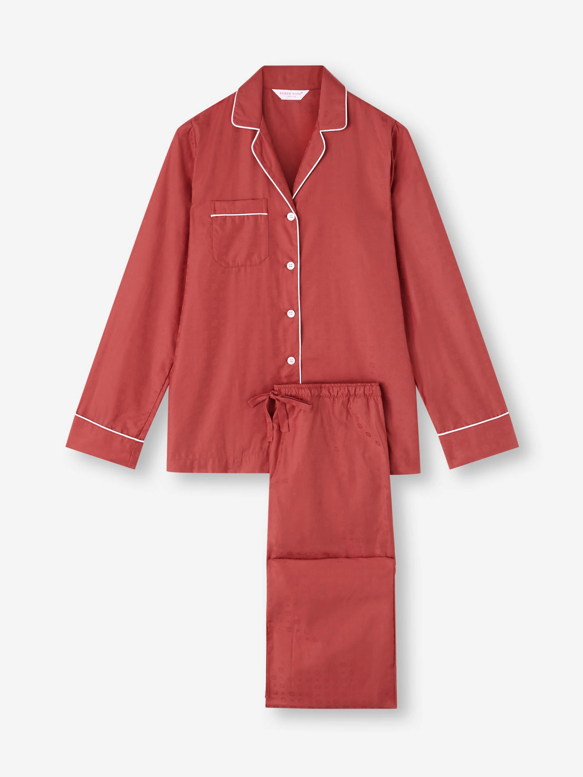 Women's Pyjamas Cotton Jacquard Red Rose Motif - Image 5
