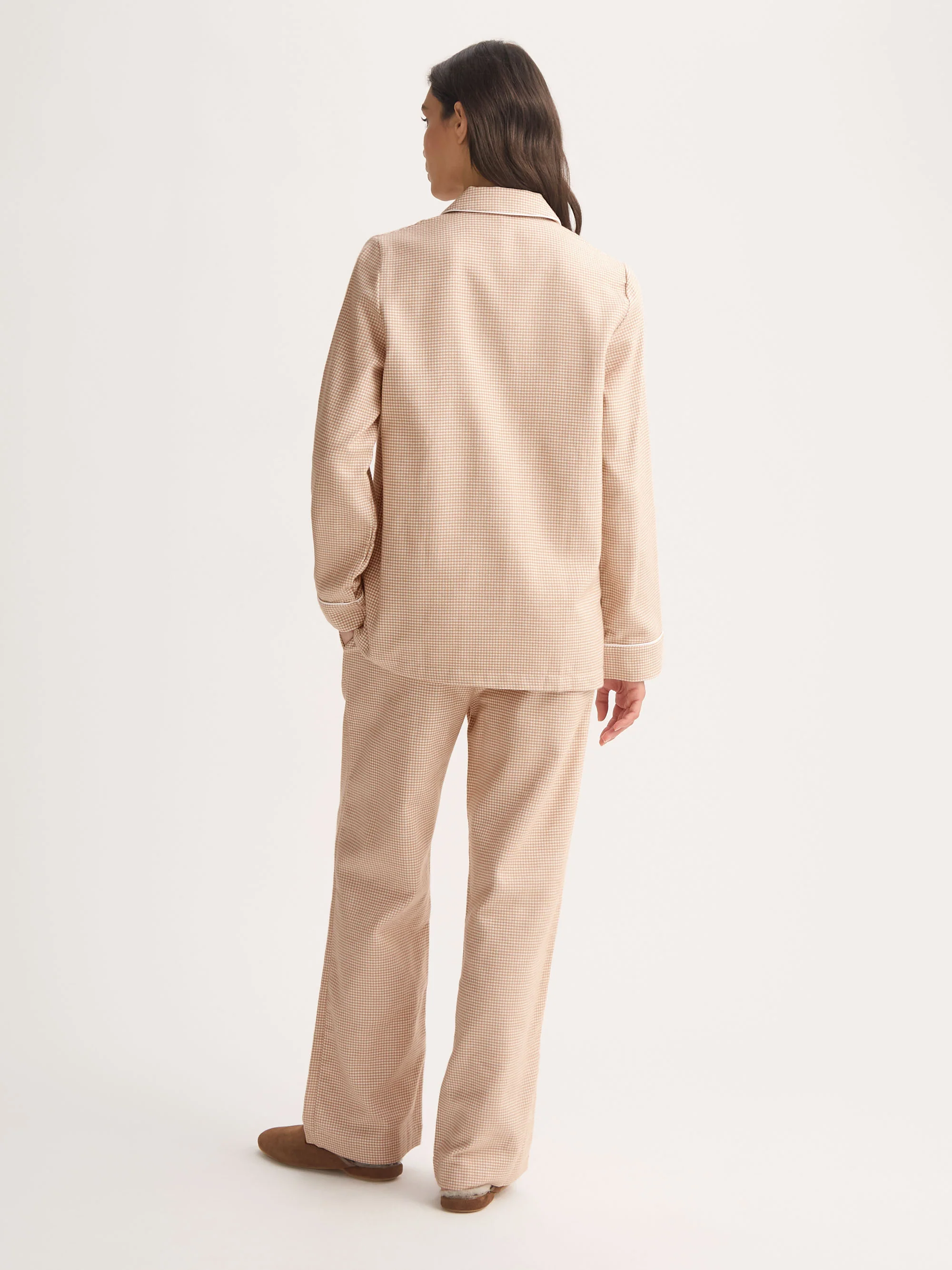 Women's Pyjamas Kelburn Brushed Cotton Blush Houndstooth - Image 2