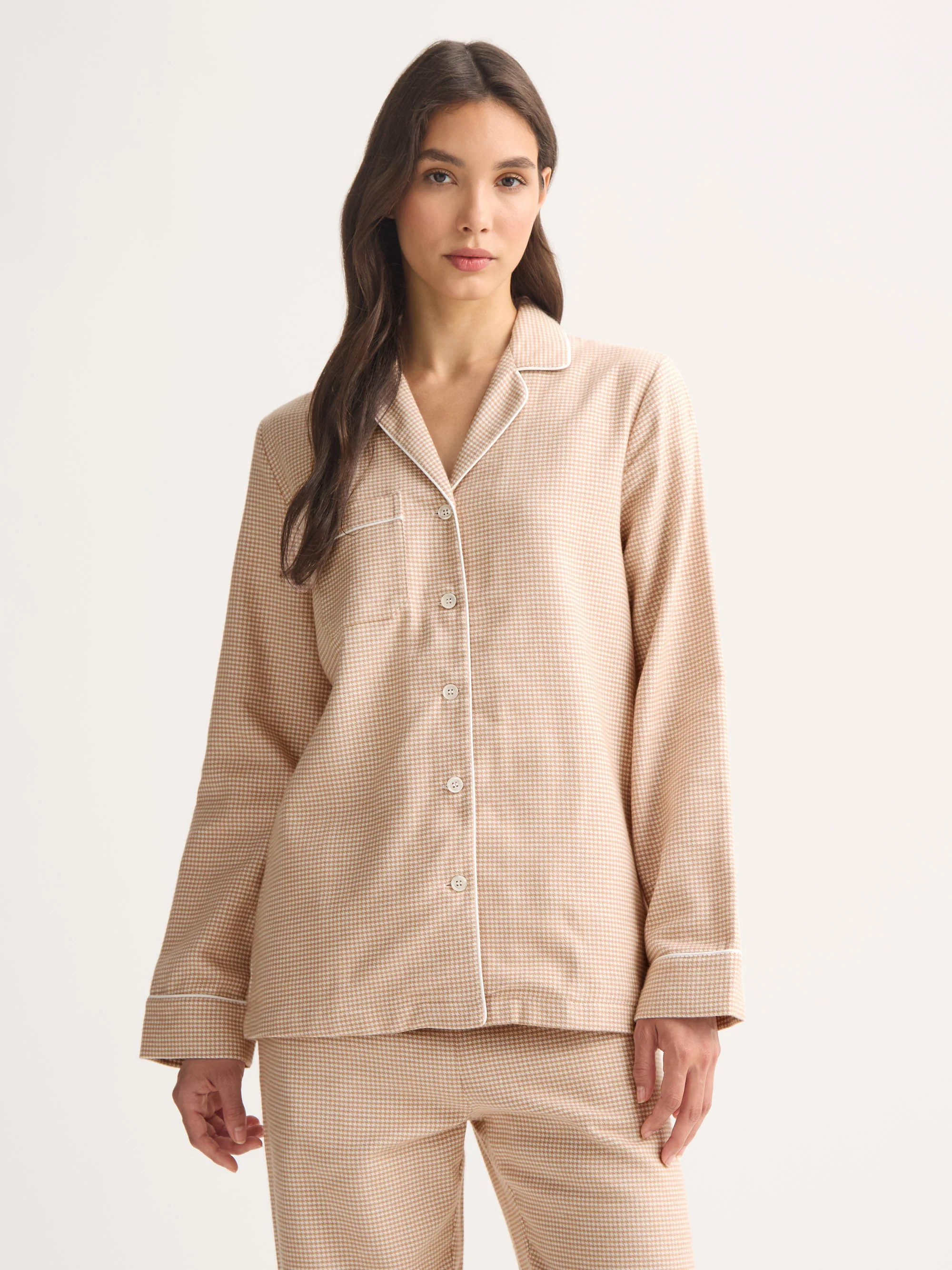 Women's Pyjamas Kelburn Brushed Cotton Blush Houndstooth - Image 3