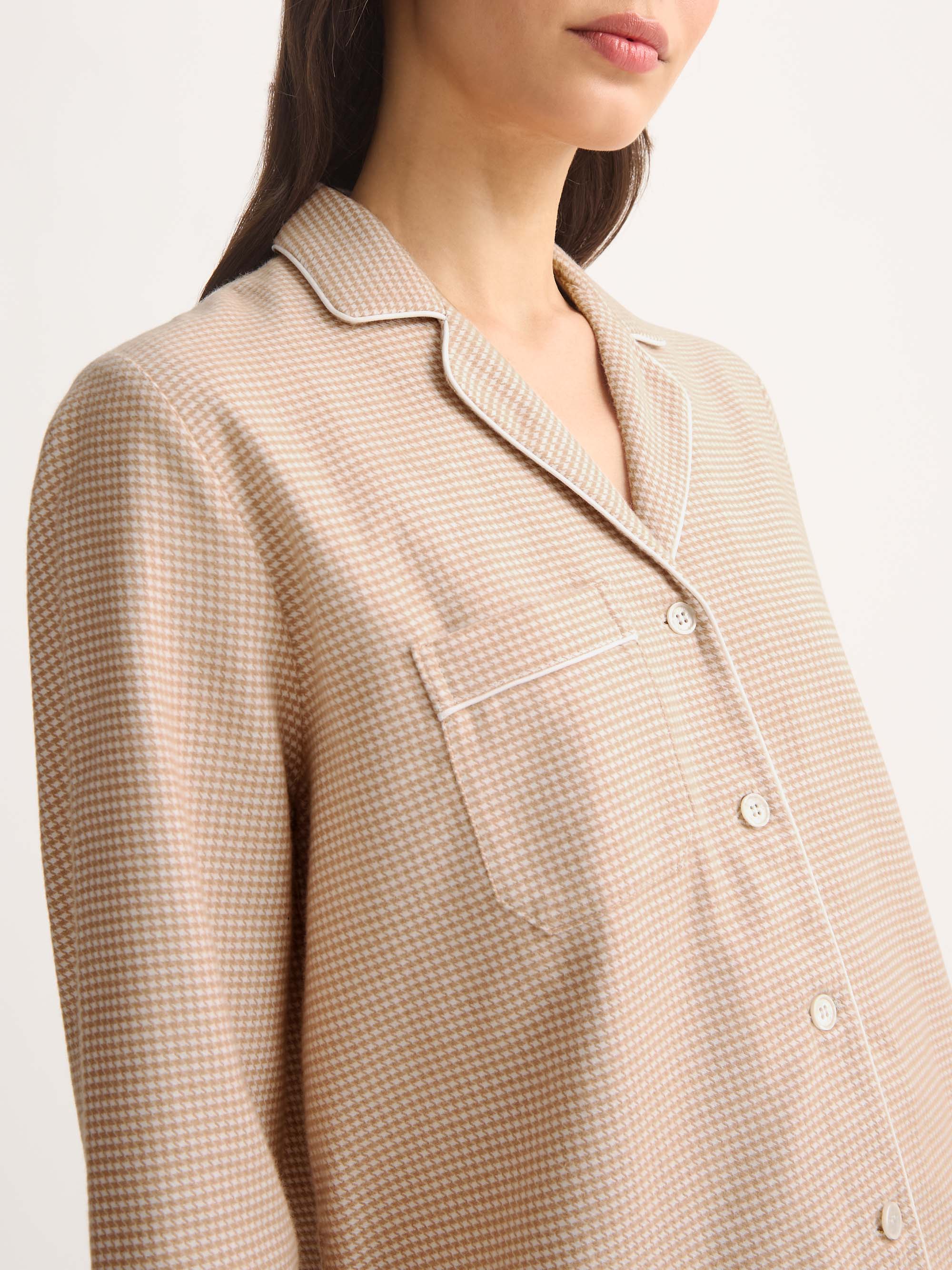 Women's Pyjamas Kelburn Brushed Cotton Blush Houndstooth - Image 4