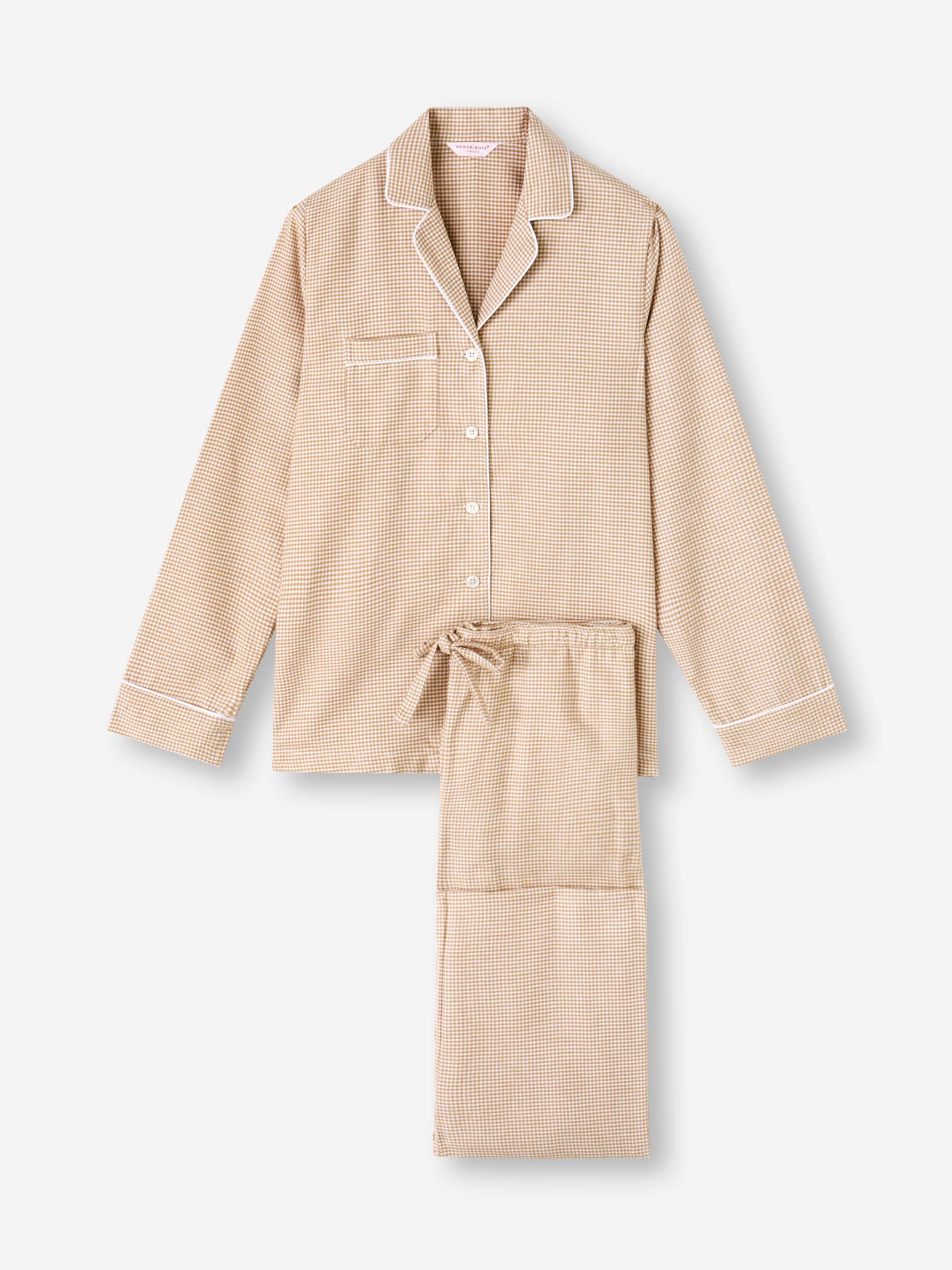 Women's Pyjamas Kelburn Brushed Cotton Blush Houndstooth - Image 5