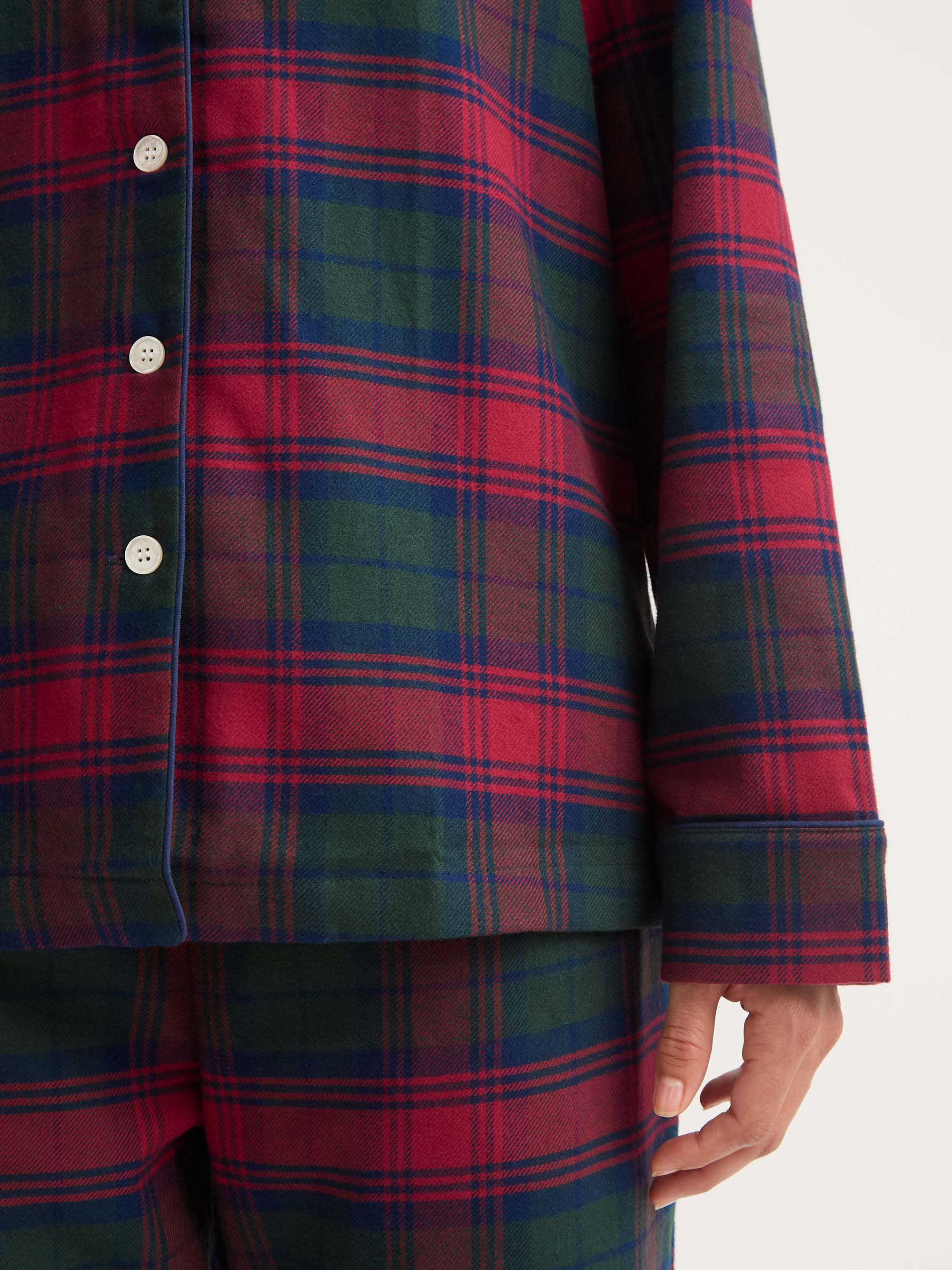 Women's Pyjamas Kelburn Brushed Cotton Burgundy Red & Green Check - Image 4