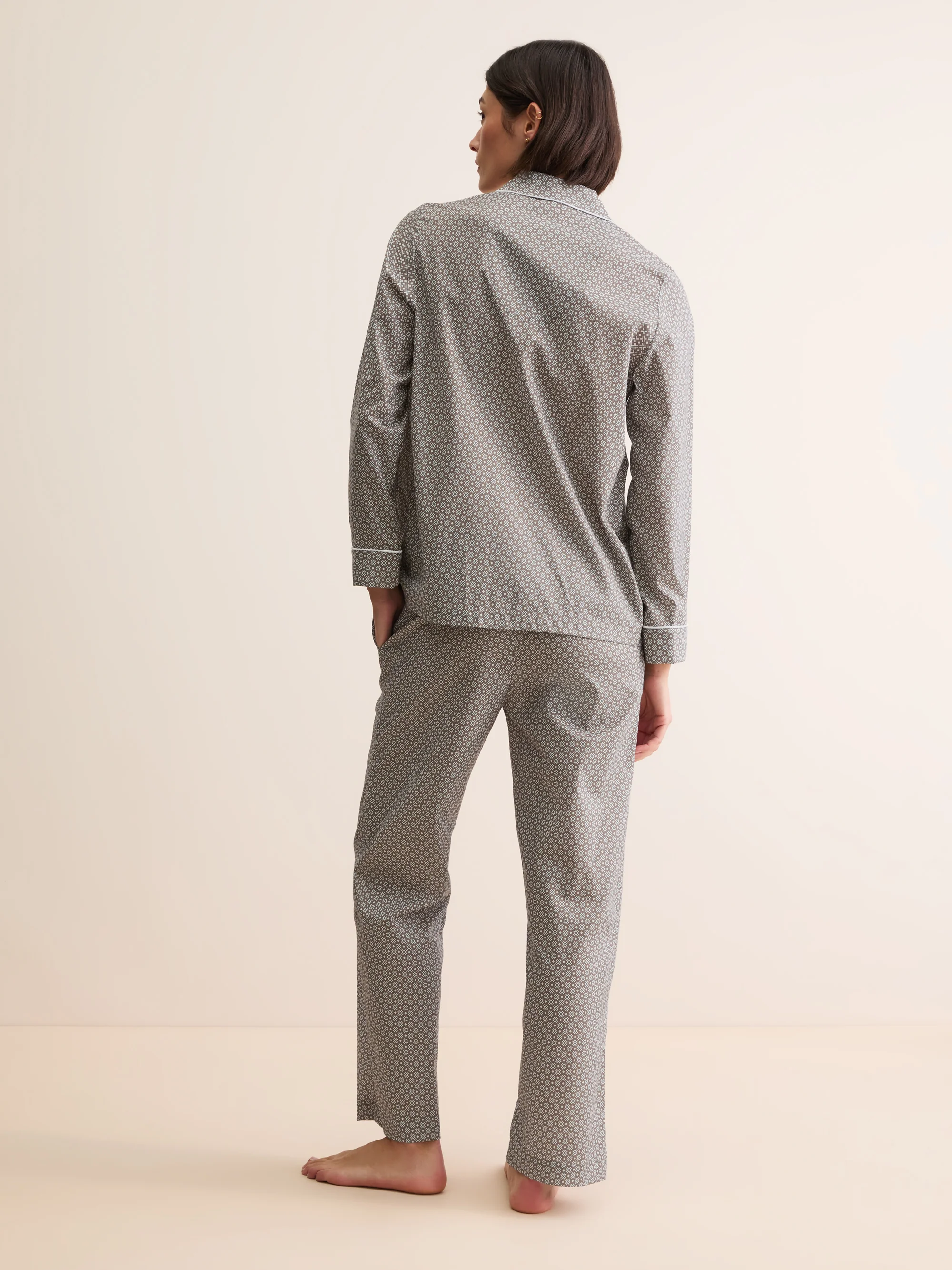 Women's Pyjamas London Geo Cross Cotton Batiste Taupe - Image 3