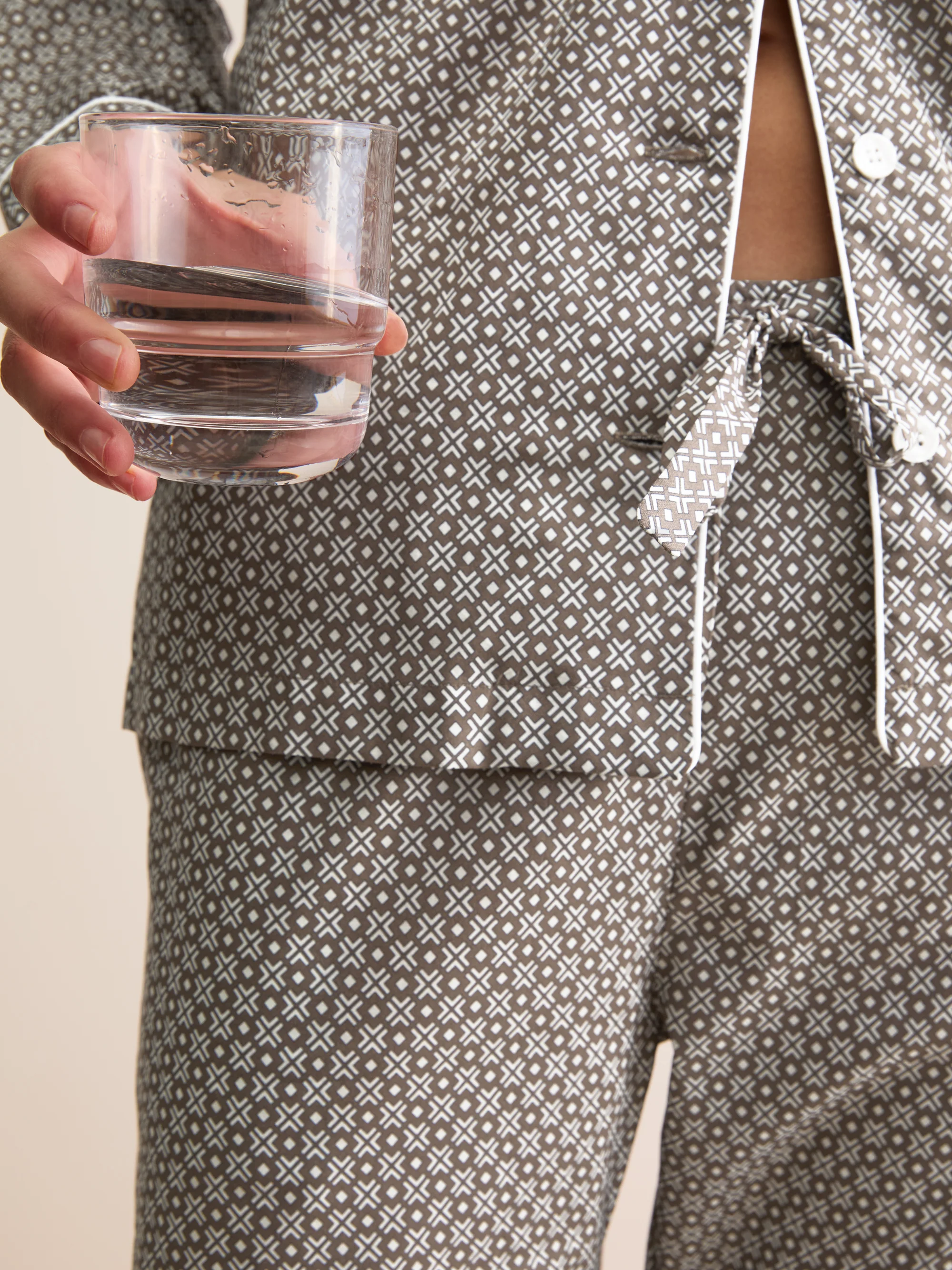 Women's Pyjamas London Geo Cross Cotton Batiste Taupe - Image 5