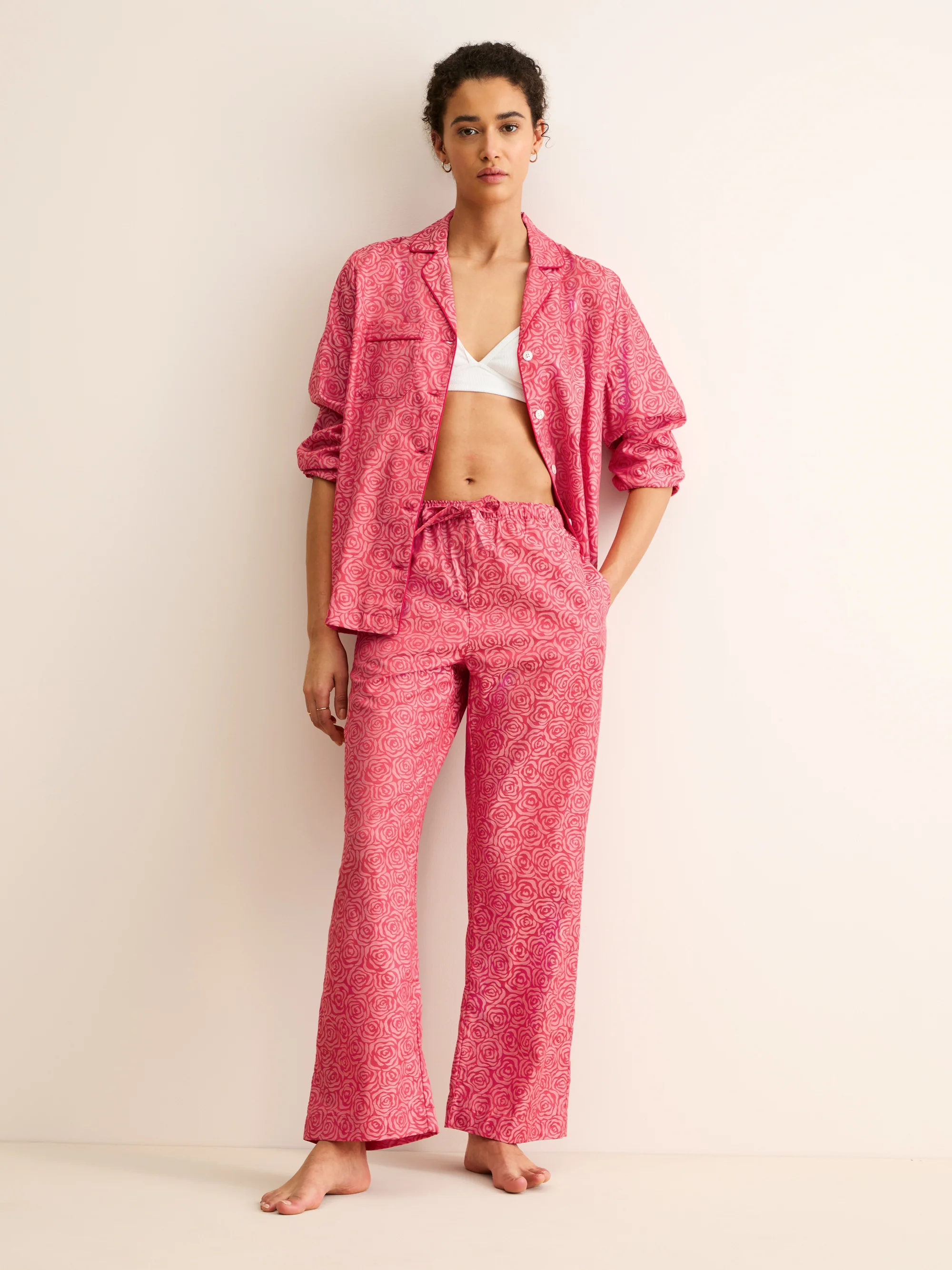 Women's Pyjamas Paris Cotton Jacquard Red Rose - Image 4