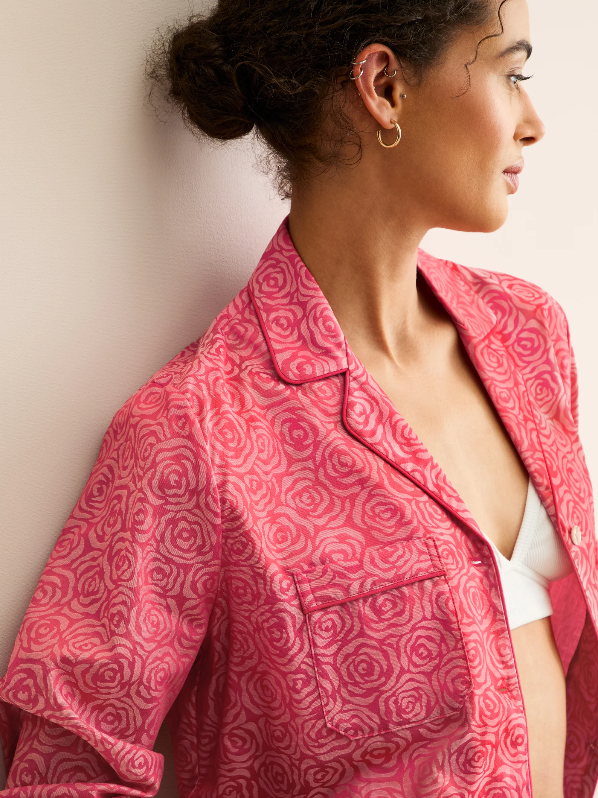Women's Pyjamas Paris Cotton Jacquard Red Rose - Image 7