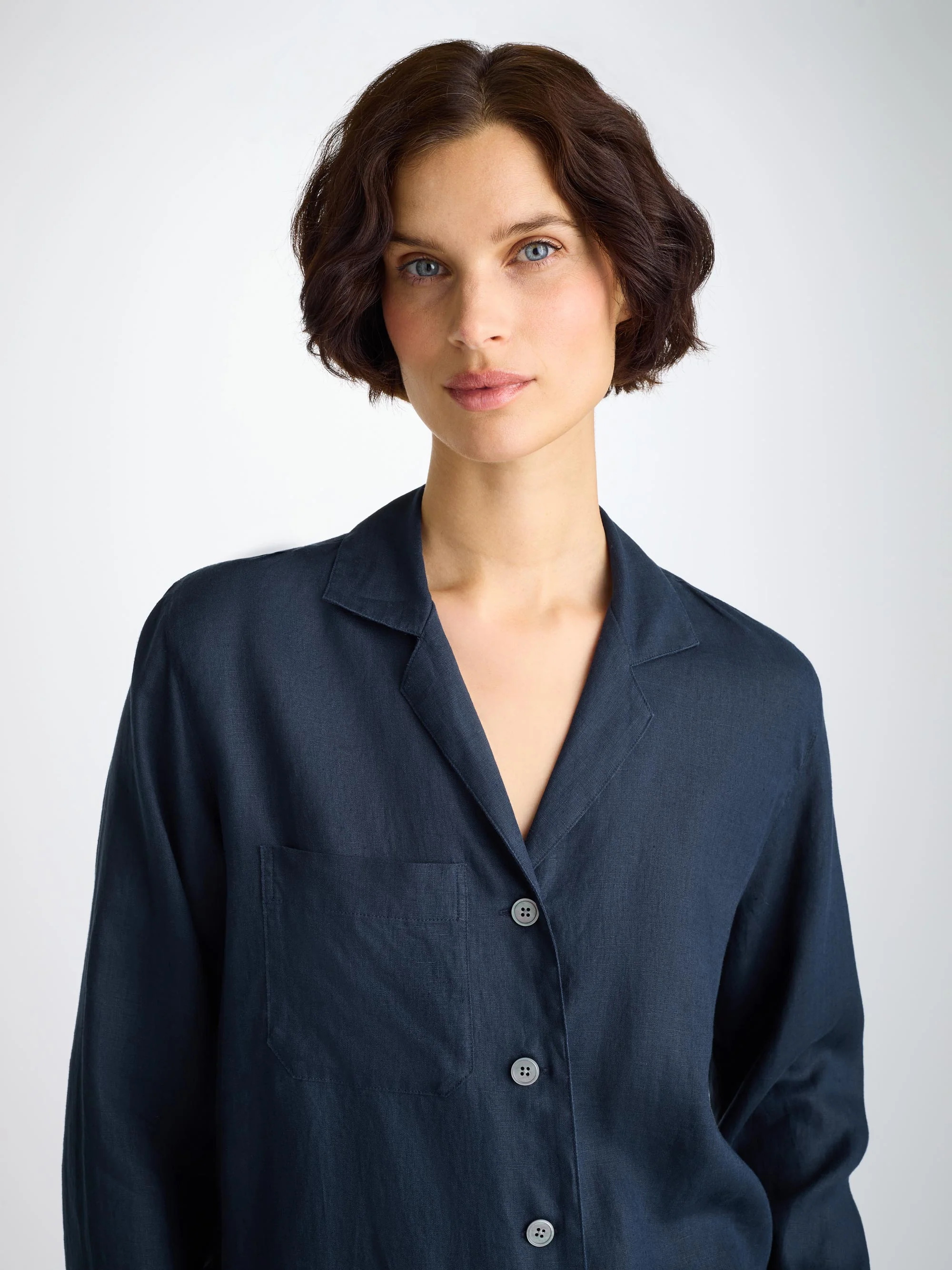 Women's Pyjamas Sicily Linen Navy - Image 4