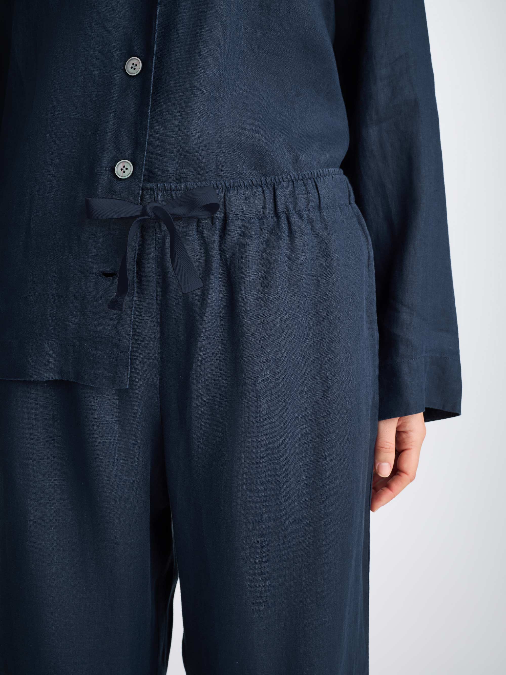 Women's Pyjamas Sicily Linen Navy - Image 6