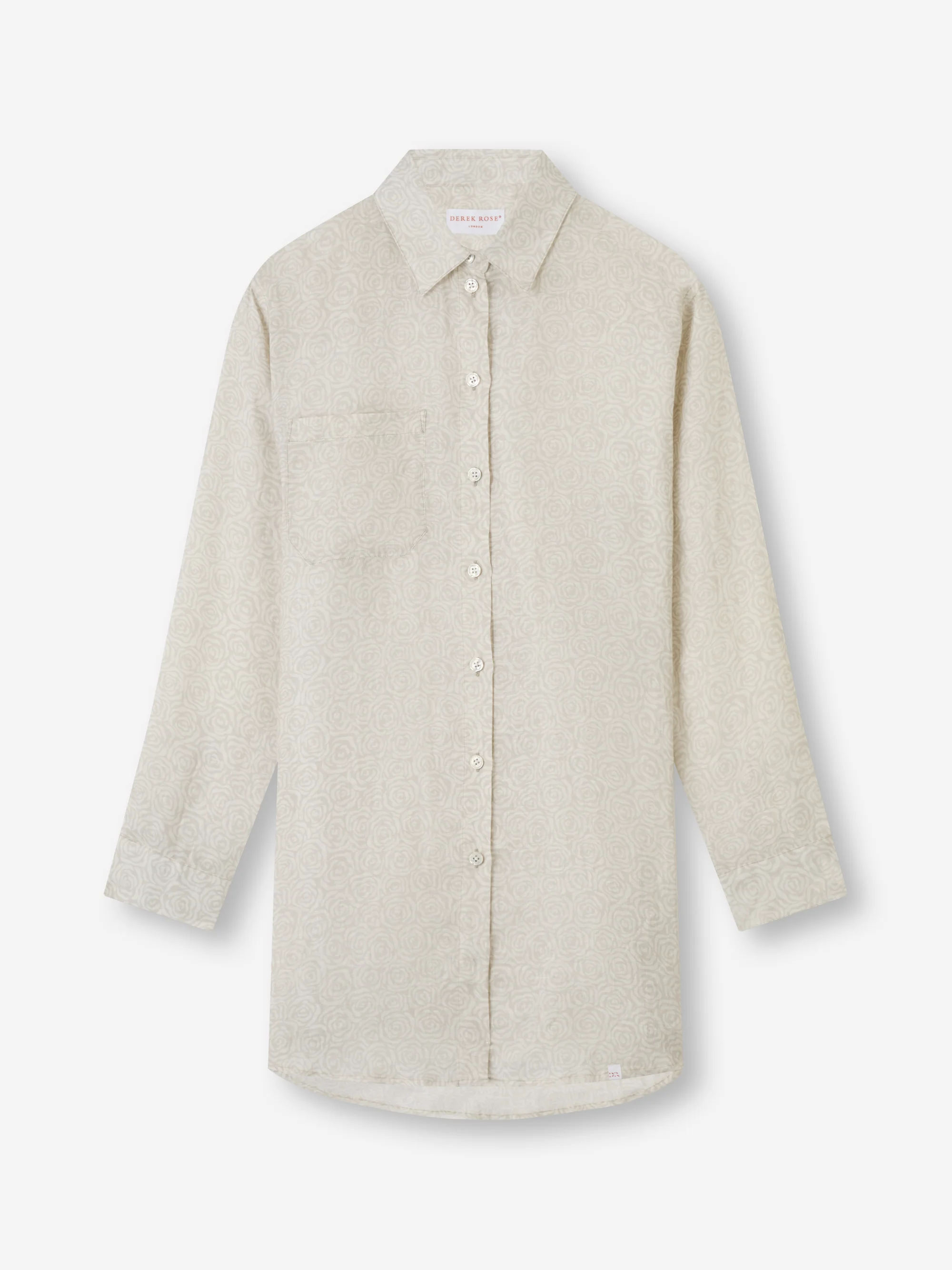 Women's Longline Shirt Milan Linen Rose Print Sand - Image 5