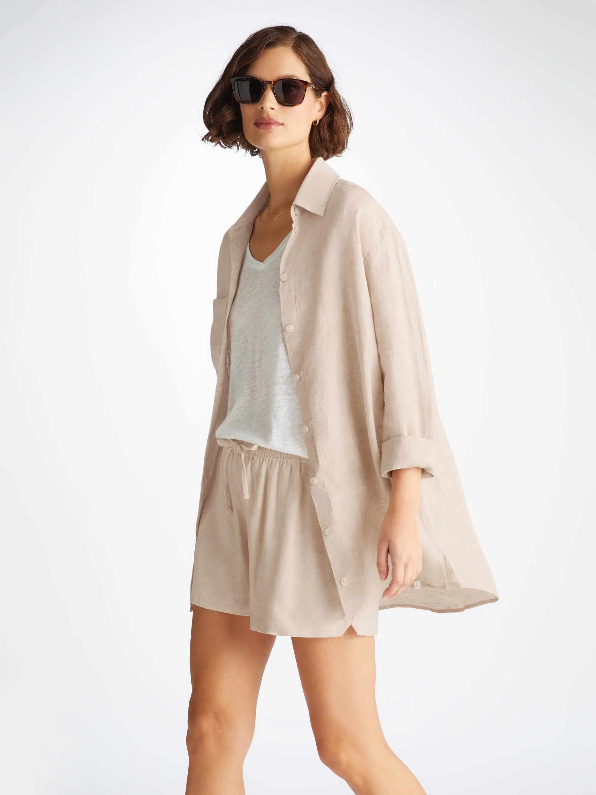 Women's Longline Shirt Sicily Linen Sand
