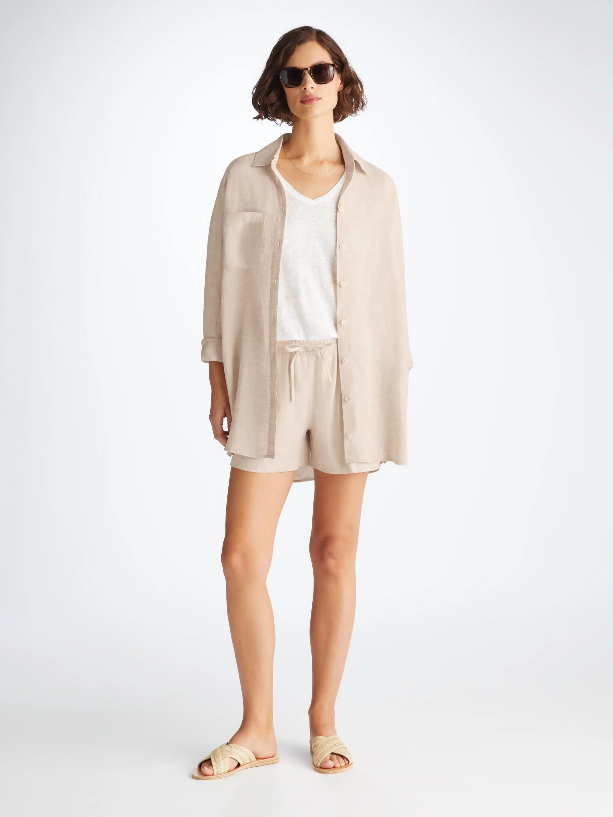 Women's Longline Shirt Sicily Linen Sand - Image 2