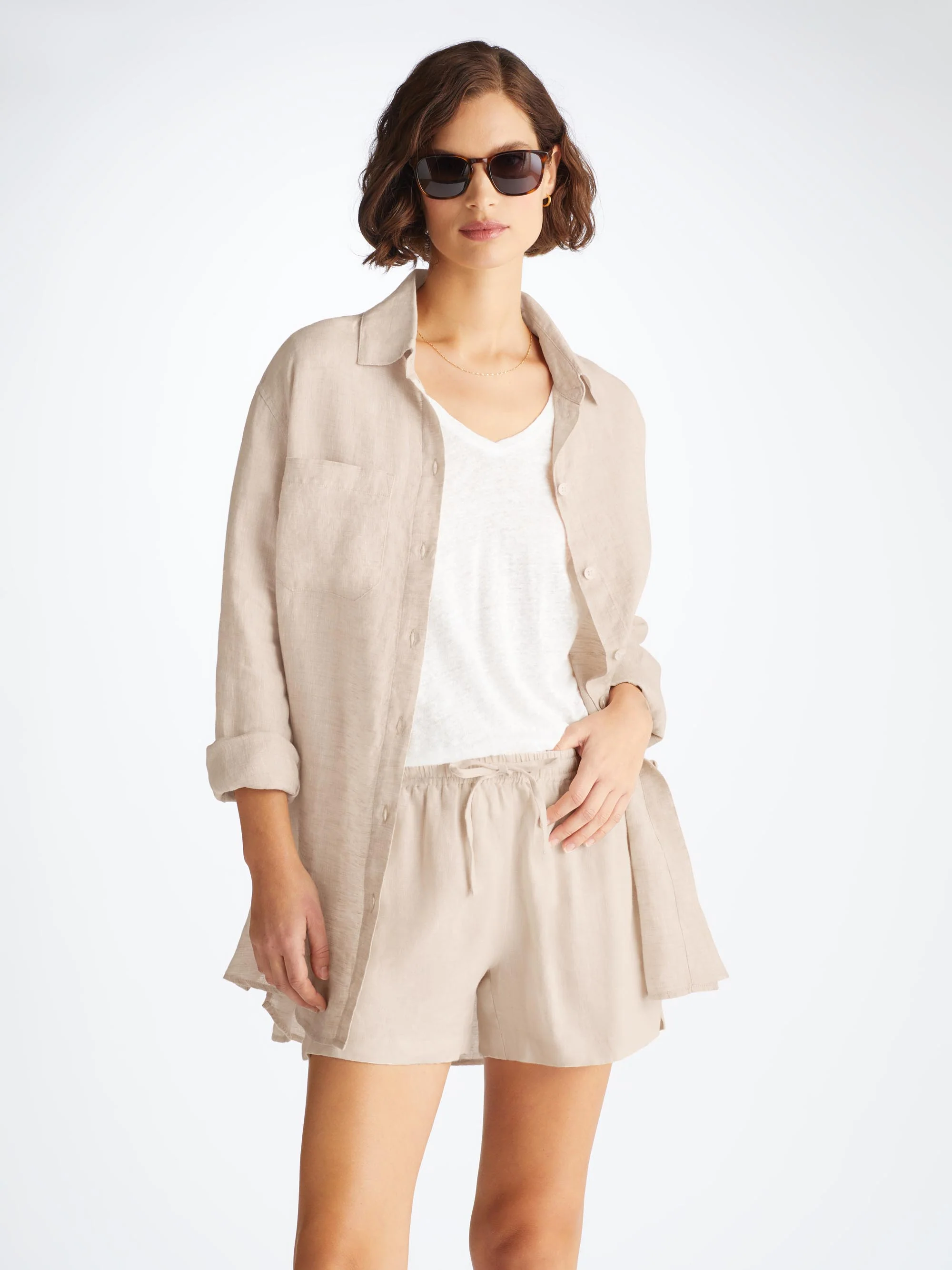 Women's Longline Shirt Sicily Linen Sand - Image 4