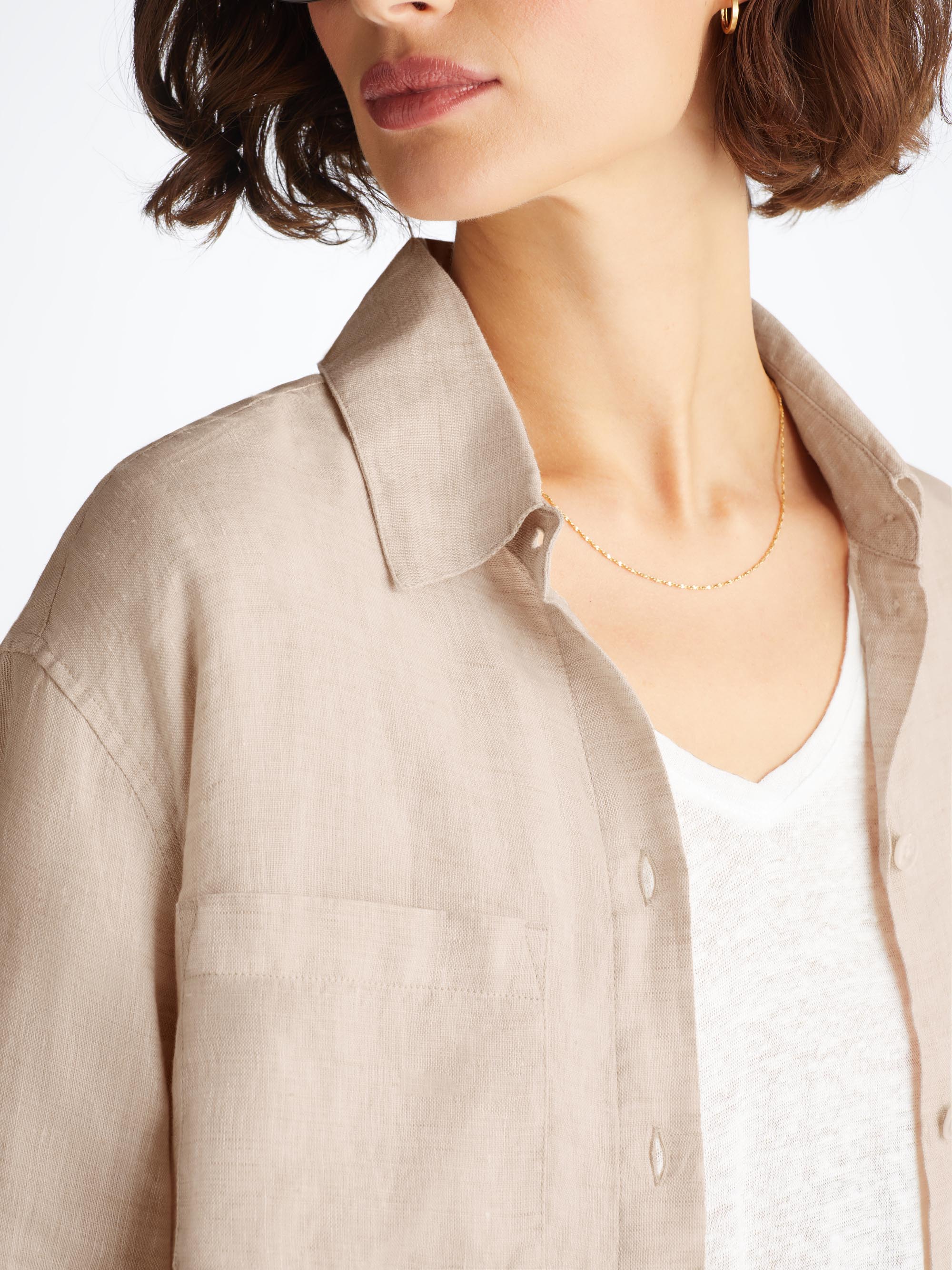 Women's Longline Shirt Sicily Linen Sand - Image 6