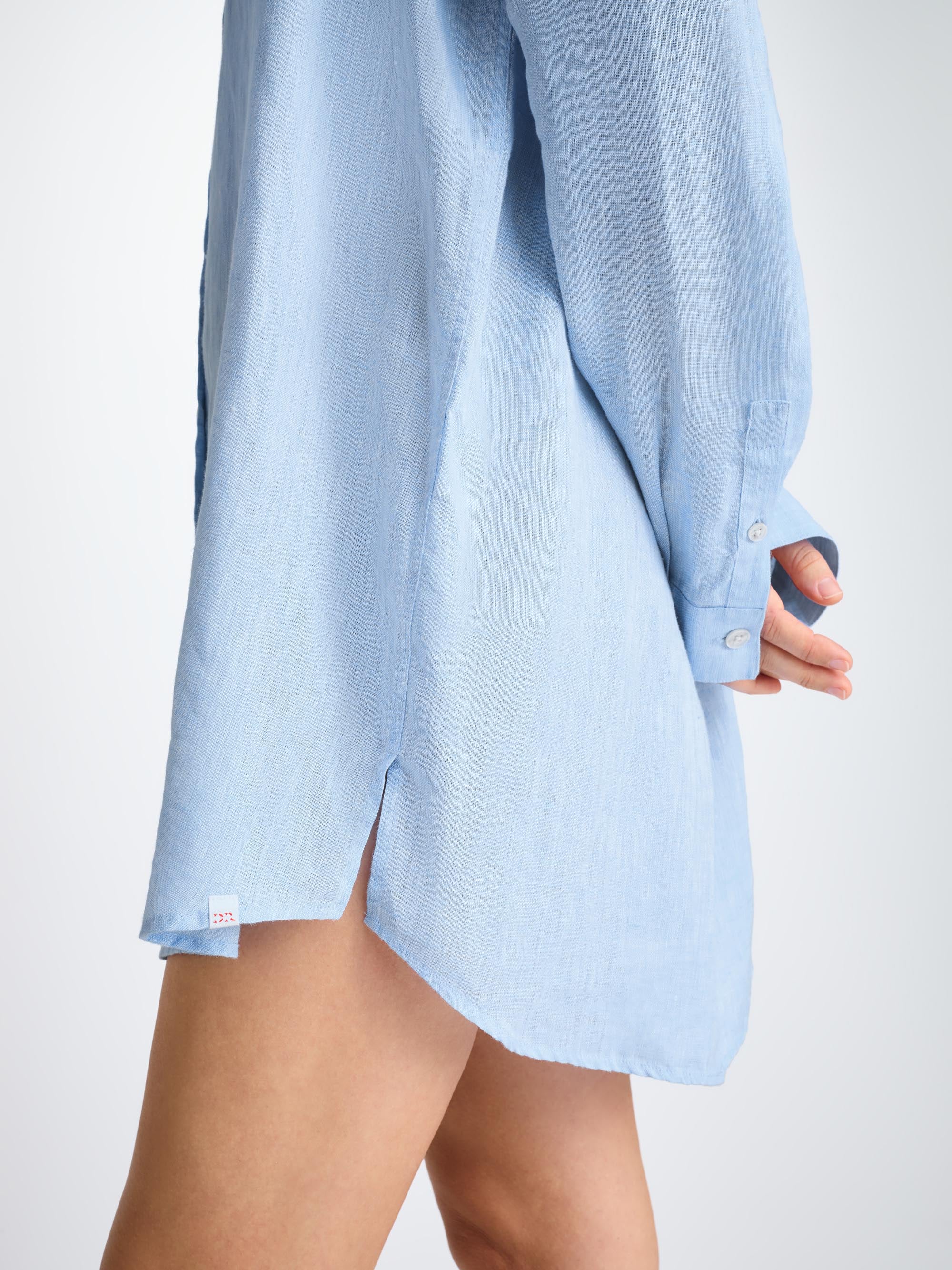 Women's Longline Shirt Sicily Linen Sky Blue - Image 7