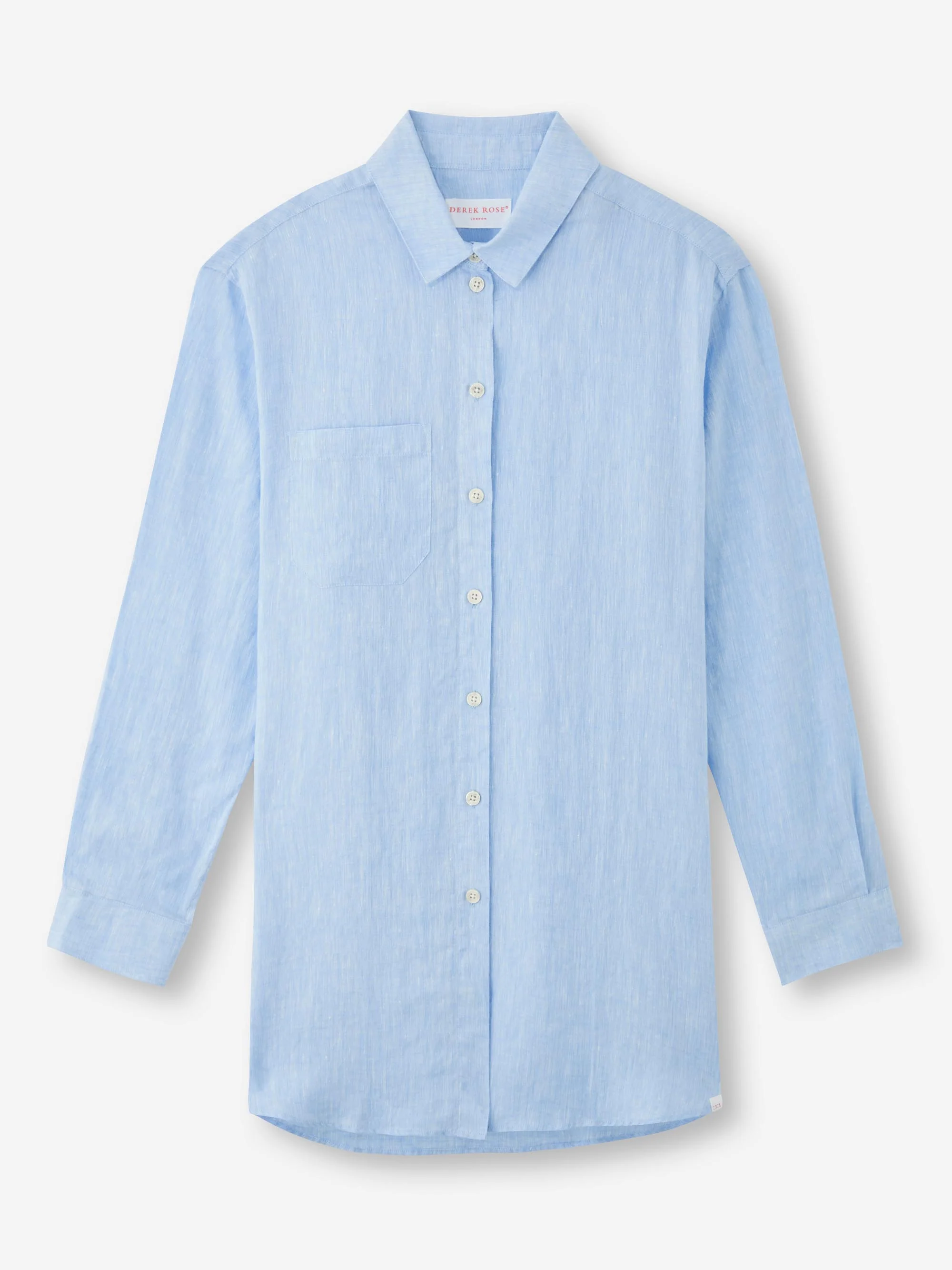 Women's Longline Shirt Sicily Linen Sky Blue - Image 8