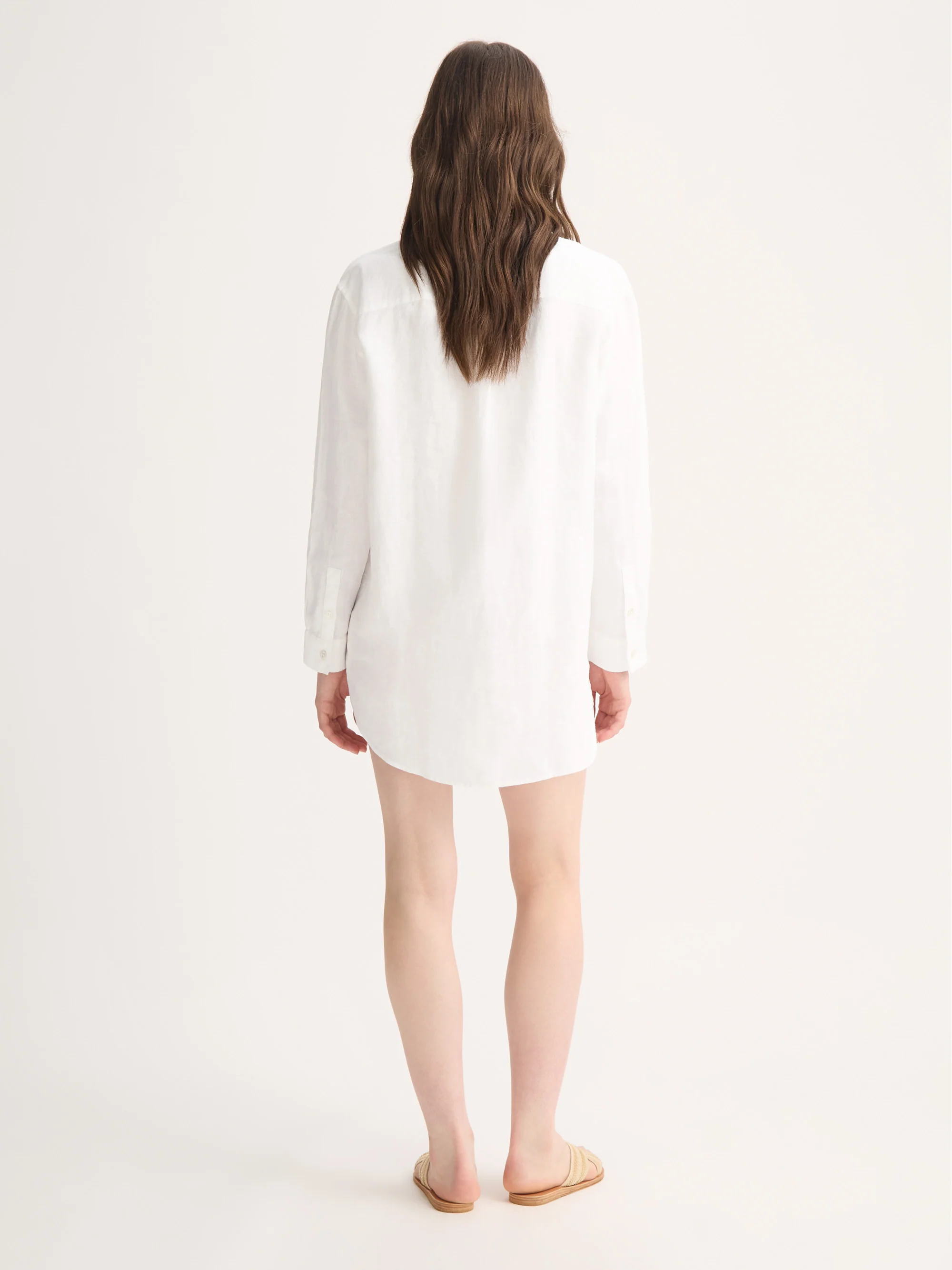 Women's Longline Shirt Sicily Linen White - Image 3