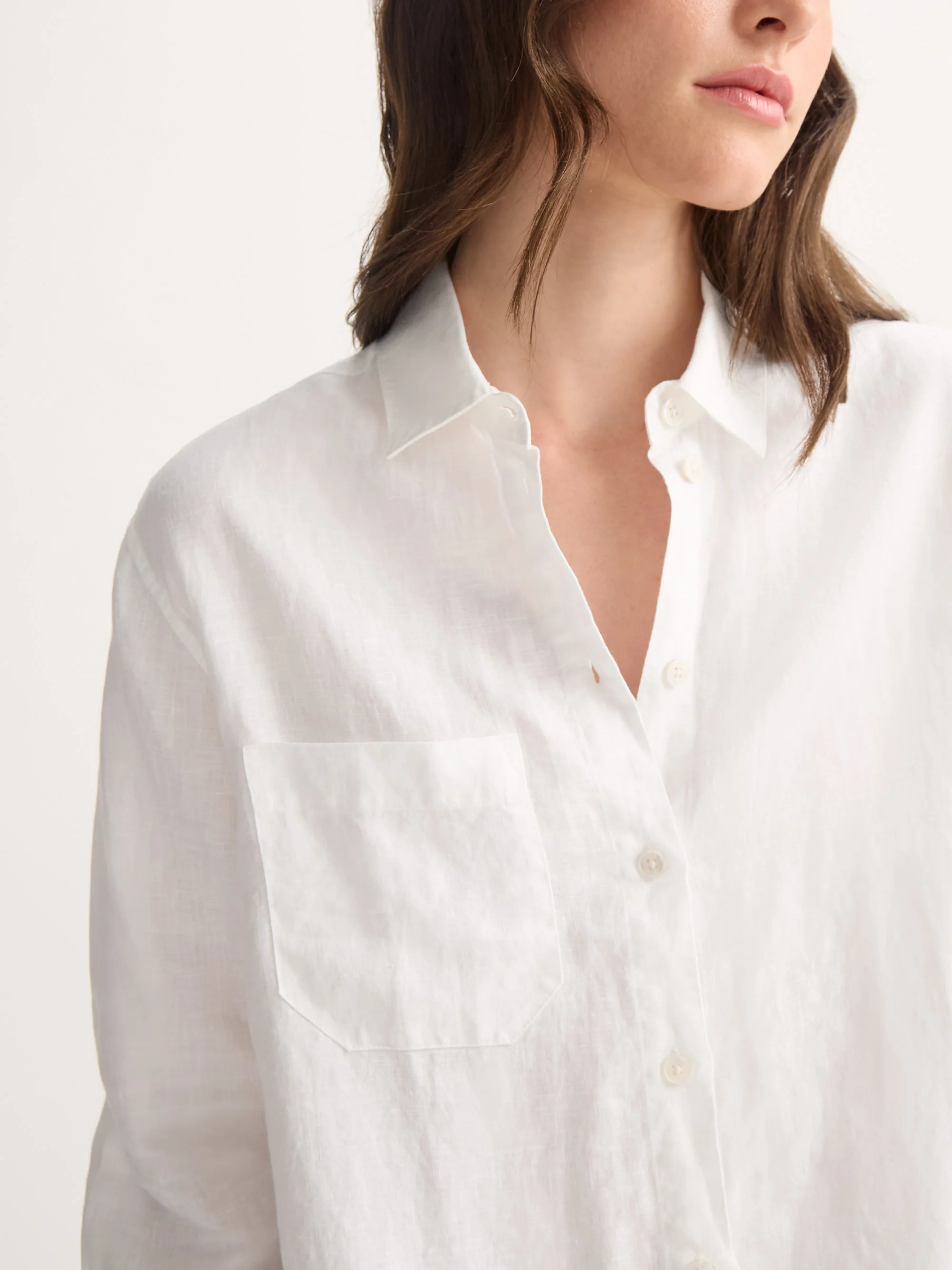 Women's Longline Shirt Sicily Linen White - Image 4