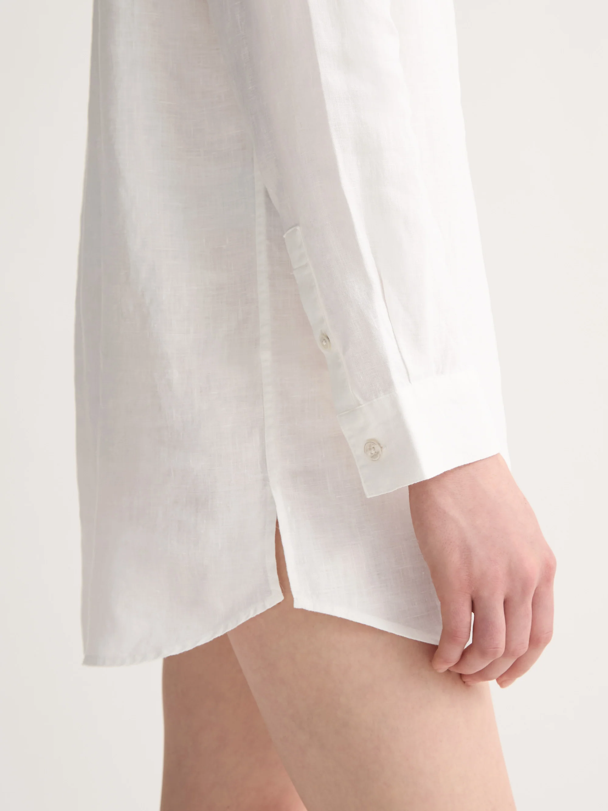 Women's Longline Shirt Sicily Linen White - Image 5
