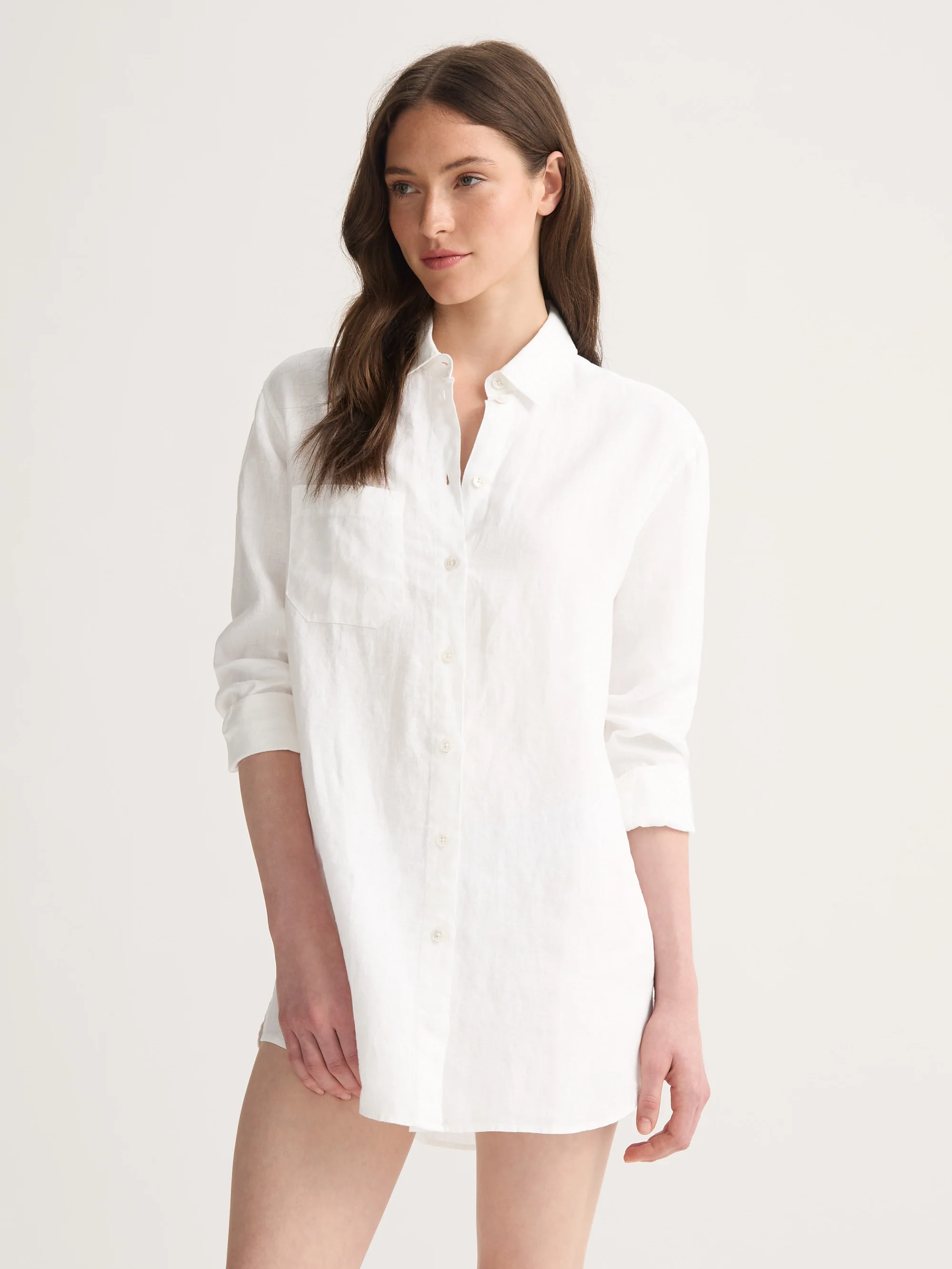 Women's Longline Shirt Sicily Linen White - Image 7