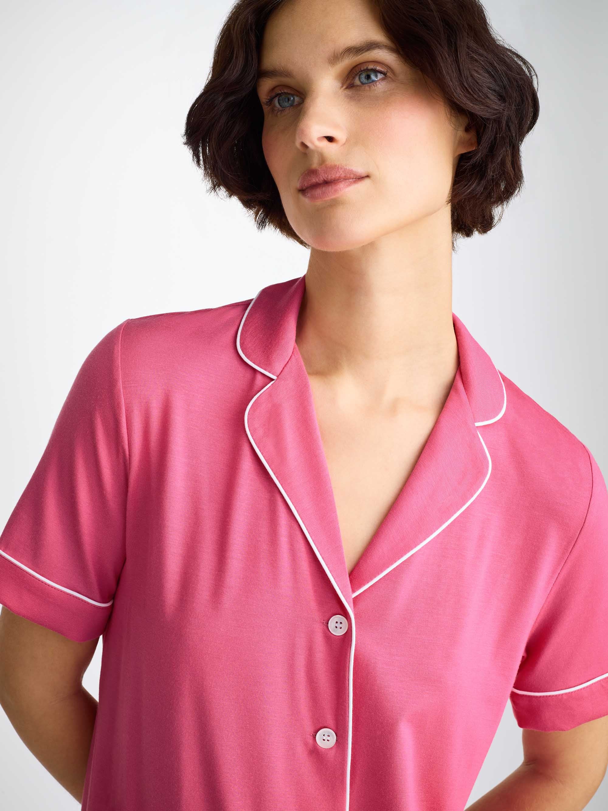 Women's Short Pyjamas Lara Micro Modal Stretch Flamingo Pink - Image 5