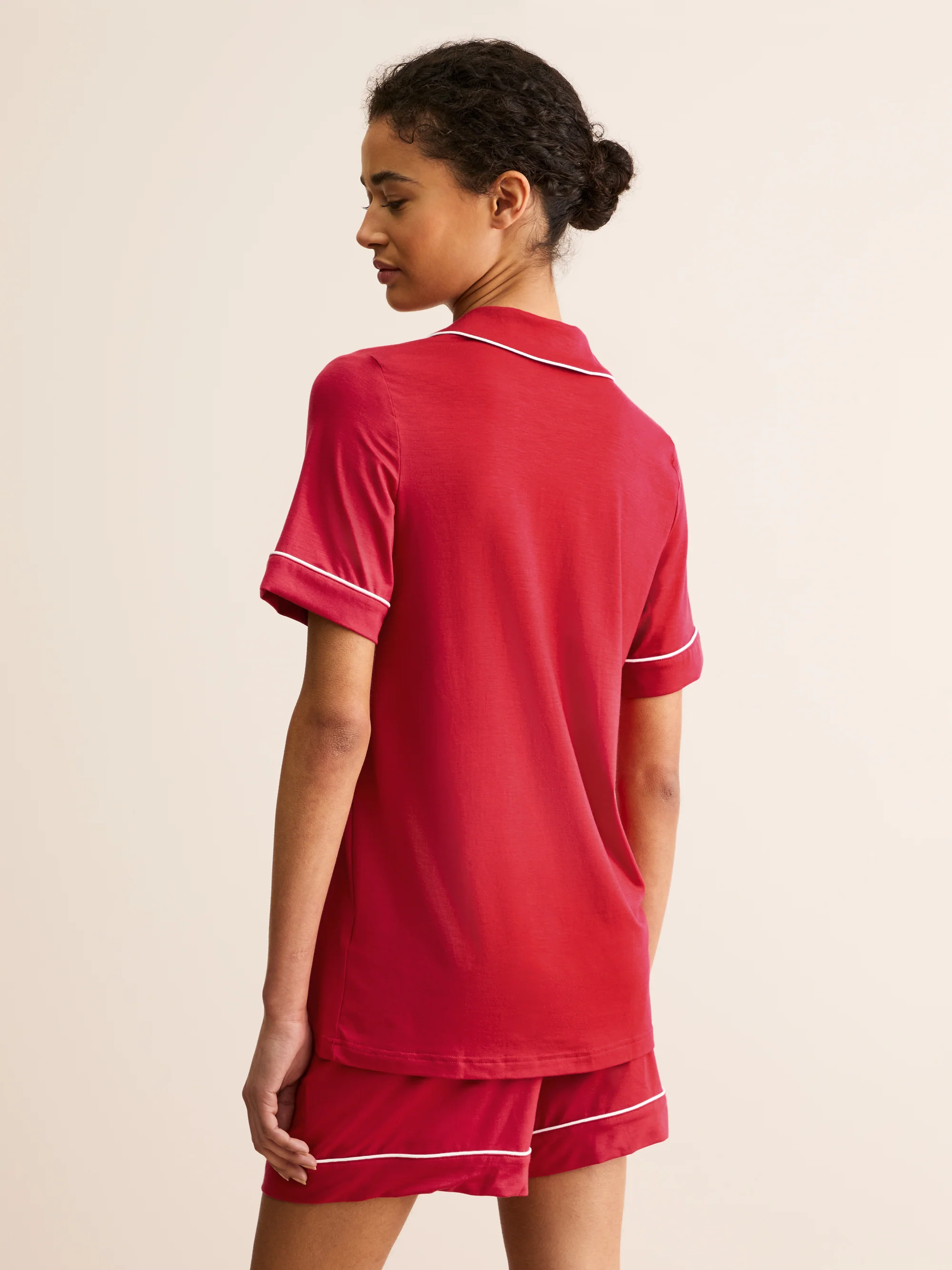 Women's Short Pyjamas Lara Micro Modal Stretch Cherry Red - Image 3