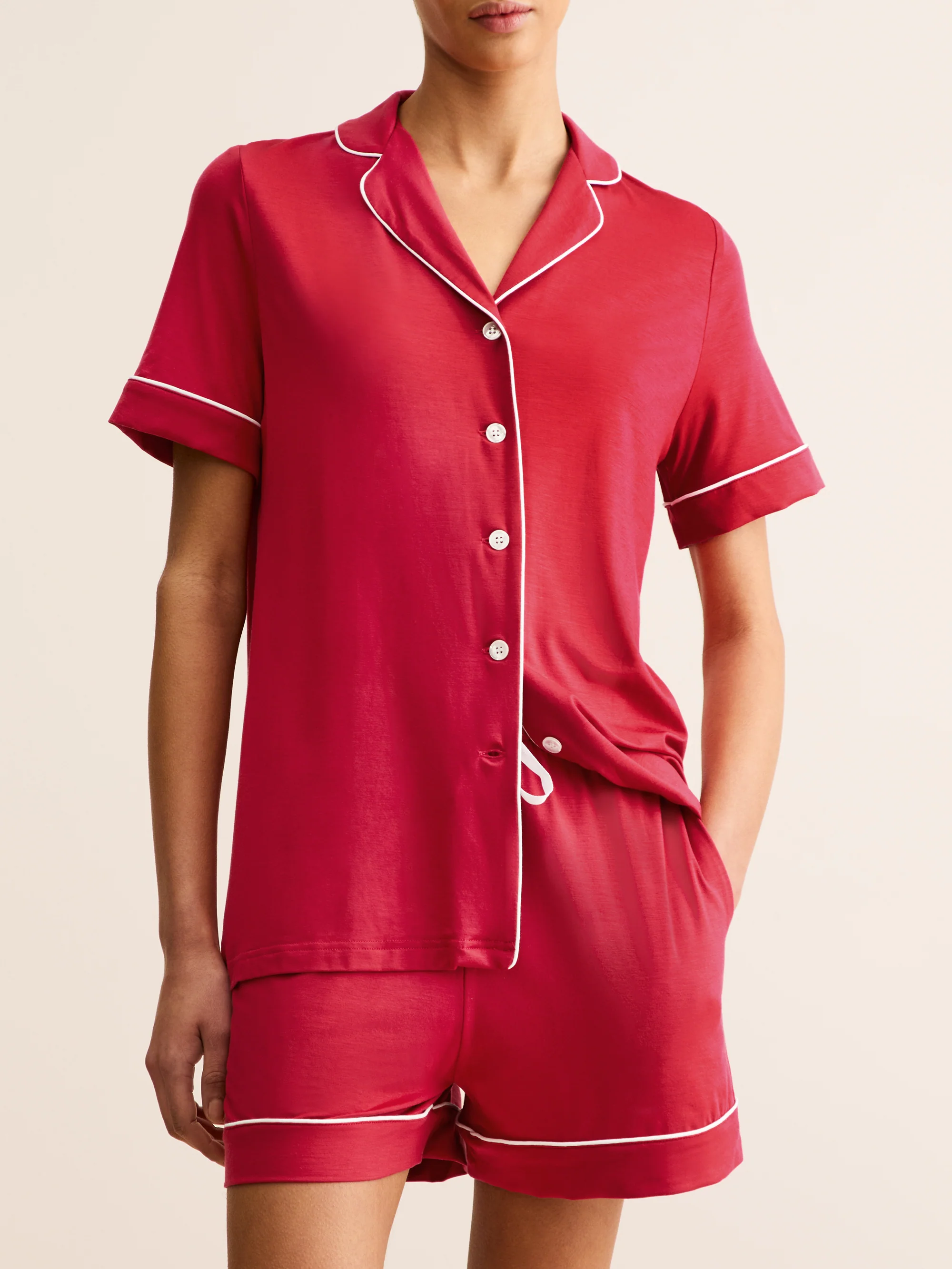 Women's Short Pyjamas Lara Micro Modal Stretch Cherry Red - Image 4