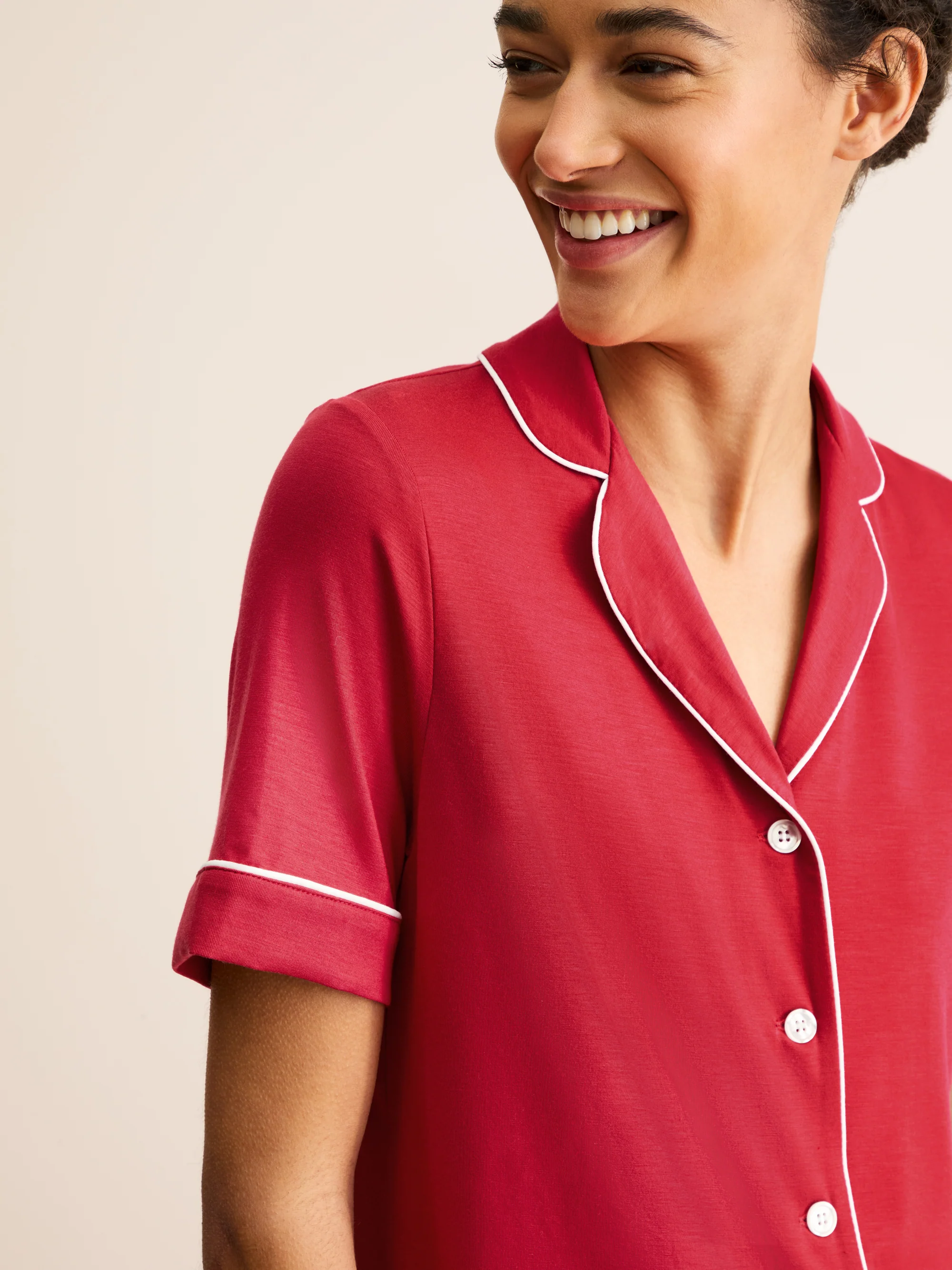 Women's Short Pyjamas Lara Micro Modal Stretch Cherry Red - Image 7