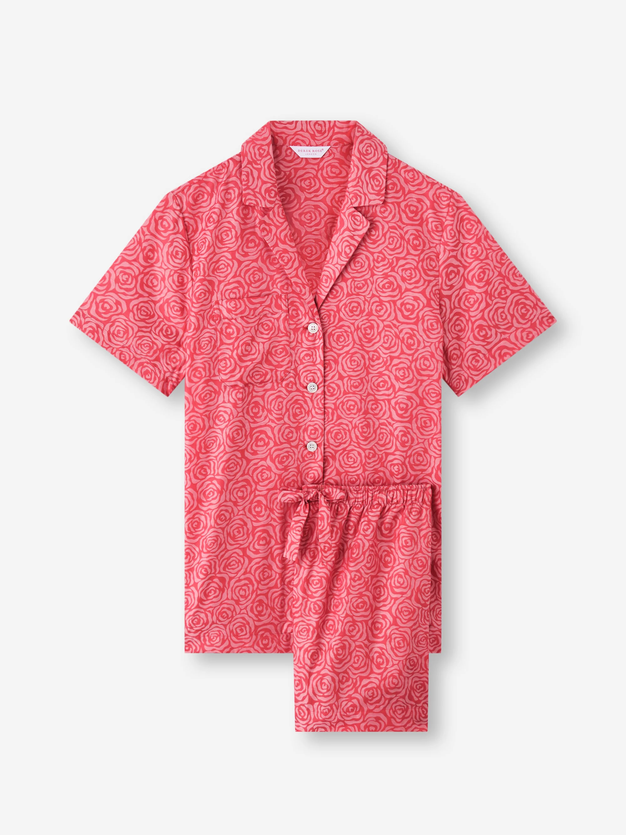 Women's Short Pyjamas Paris Cotton Jacquard Red Rose - Image 5
