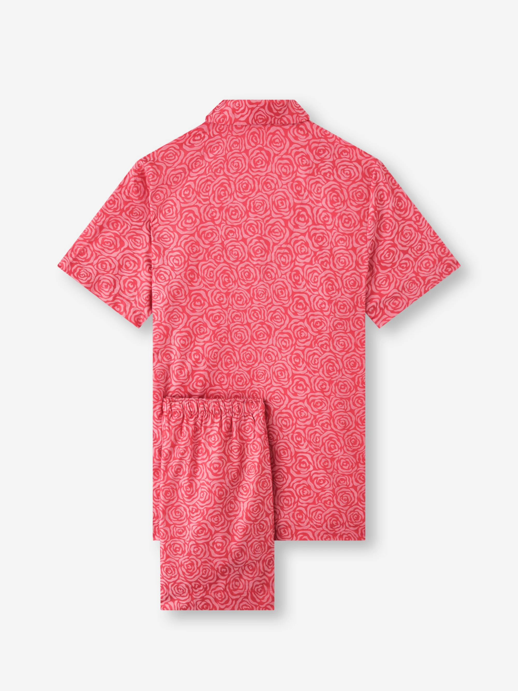 Women's Short Pyjamas Paris Cotton Jacquard Red Rose - Image 6