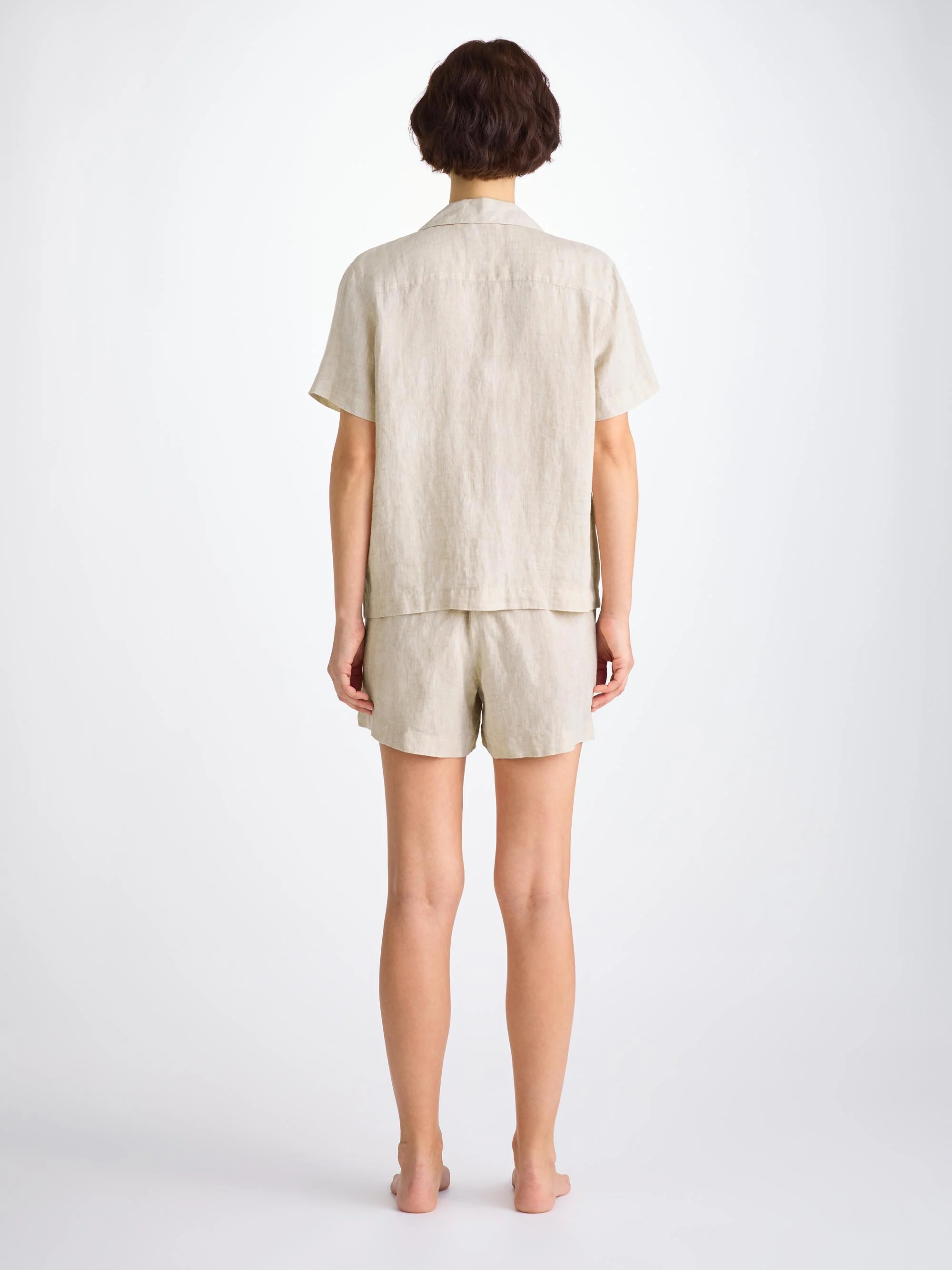 Women's Short Pyjamas Sicily Linen Sand - Image 4