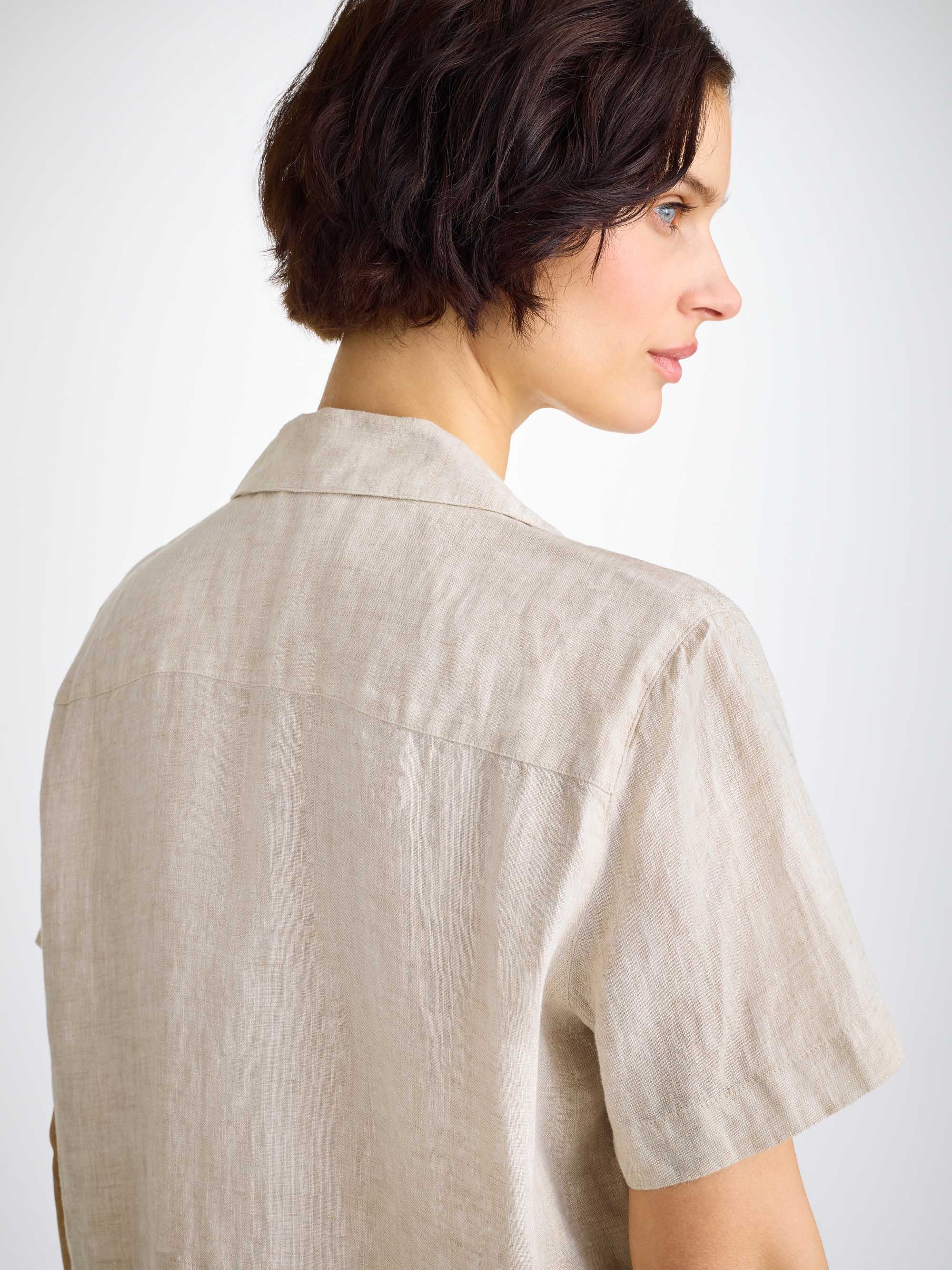 Women's Short Pyjamas Sicily Linen Sand - Image 5