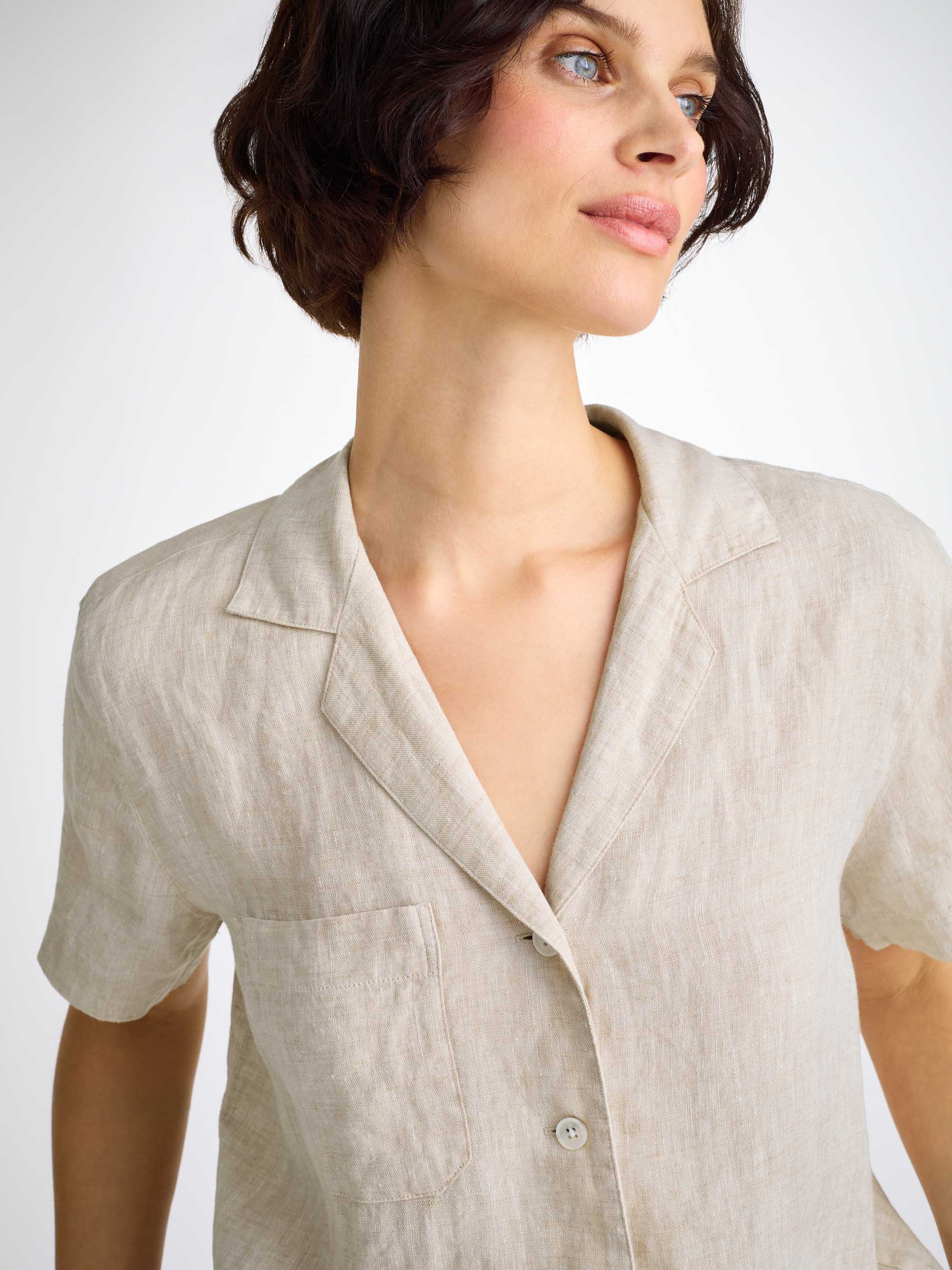 Women's Short Pyjamas Sicily Linen Sand - Image 6