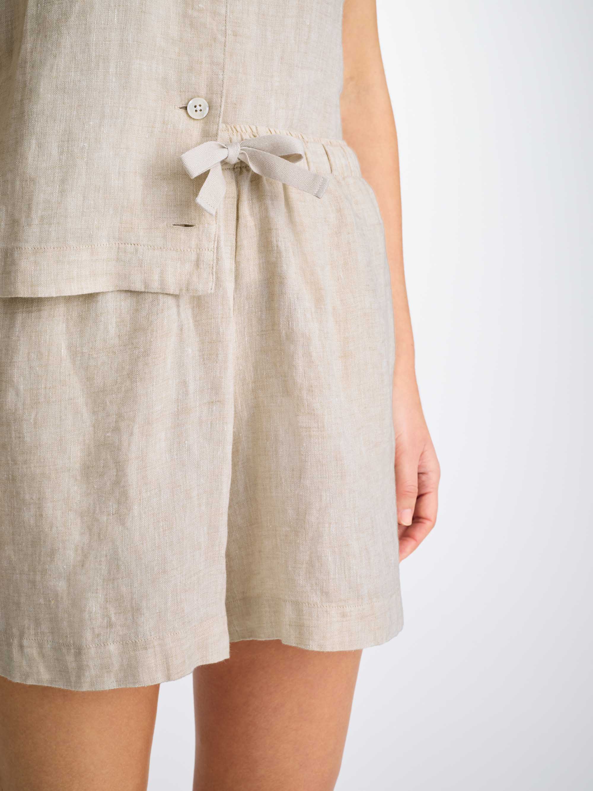 Women's Short Pyjamas Sicily Linen Sand - Image 7