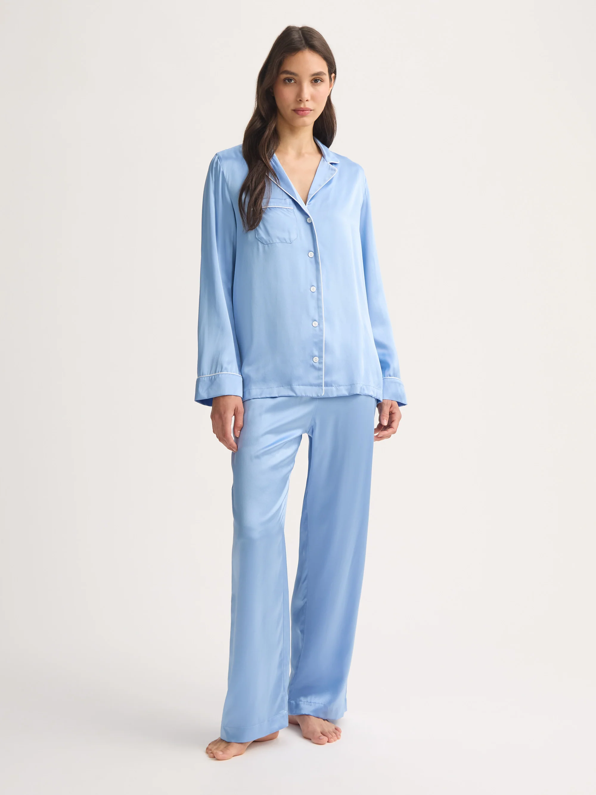 Women's Silk Pyjamas Bailey Silk Cloud Blue