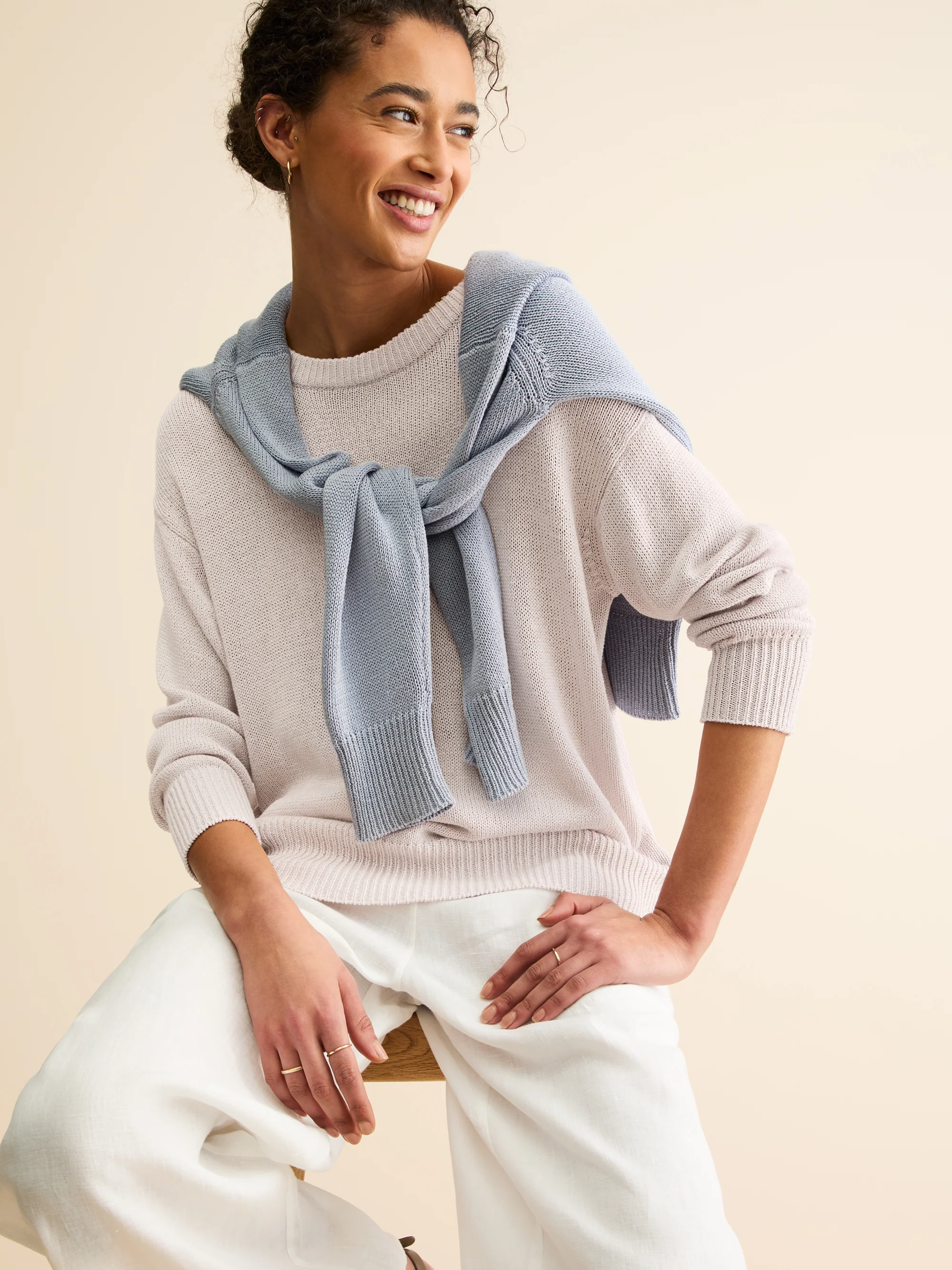 Women's Sweater Delphine Silk Linen Silver Pink