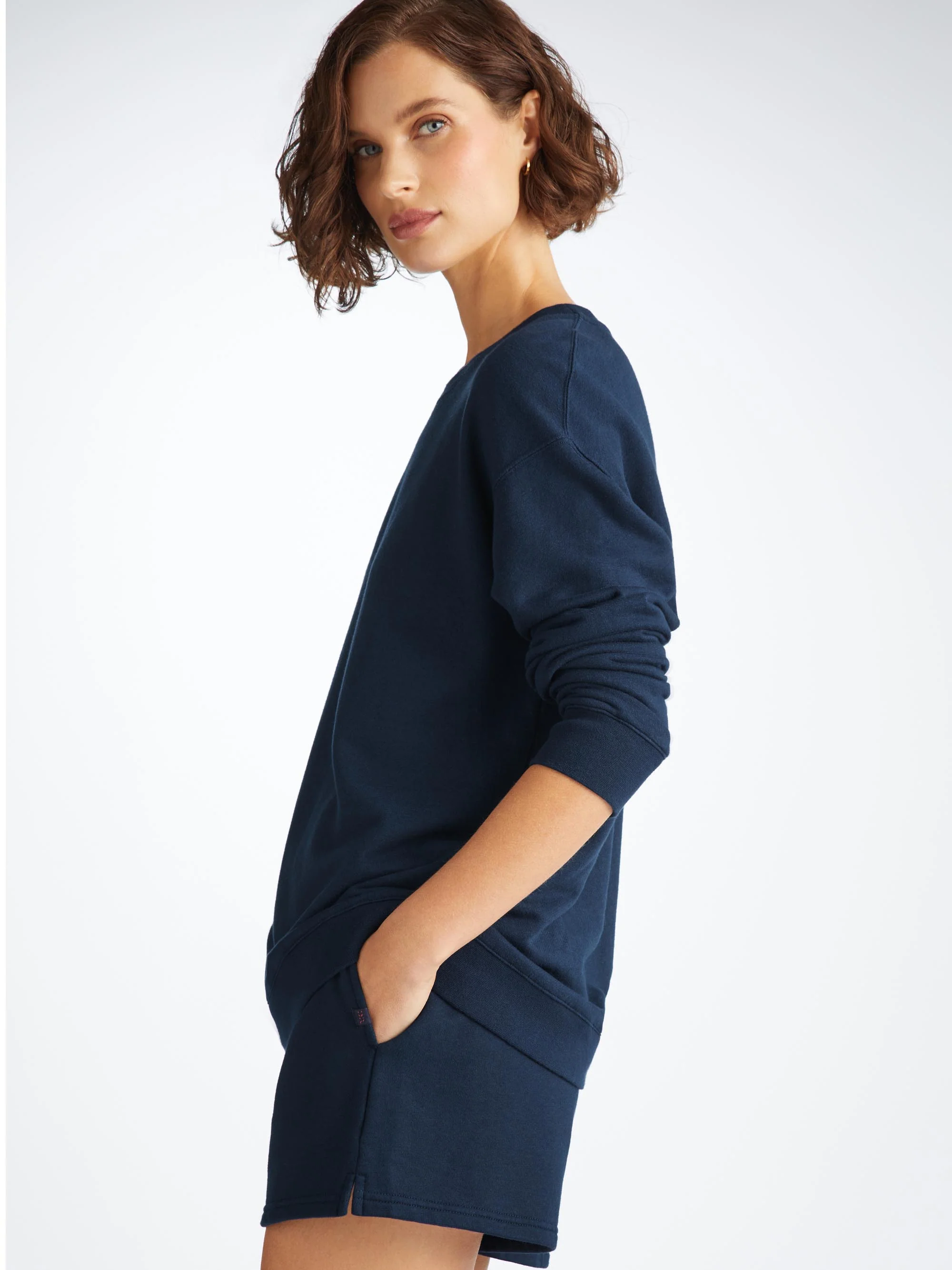 Women's Sweatshirt and Sweat Shorts Quinn Cotton Modal Navy - Image 3