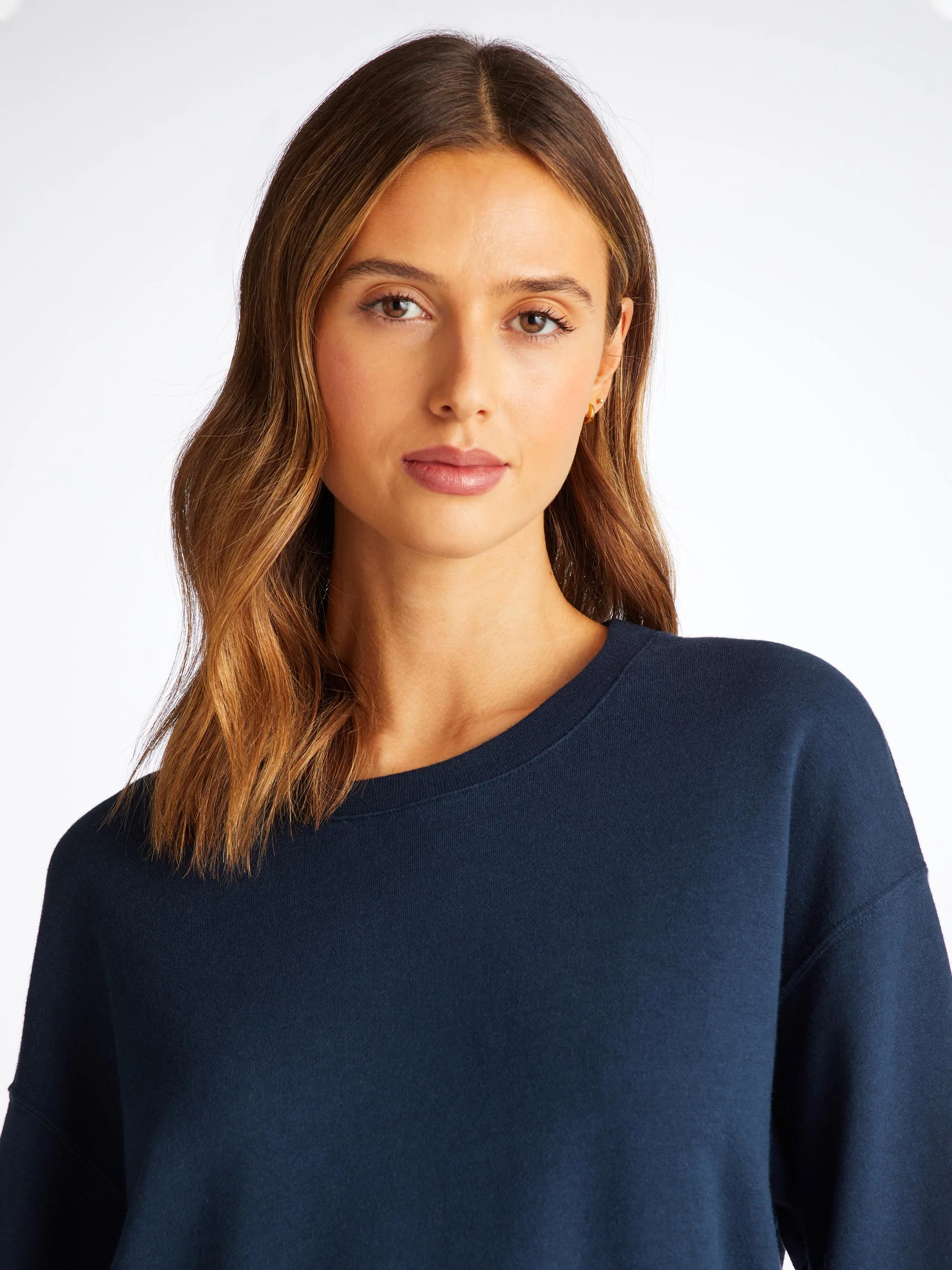 Women's Sweatshirt and Sweat Shorts Quinn Cotton Modal Navy - Image 4