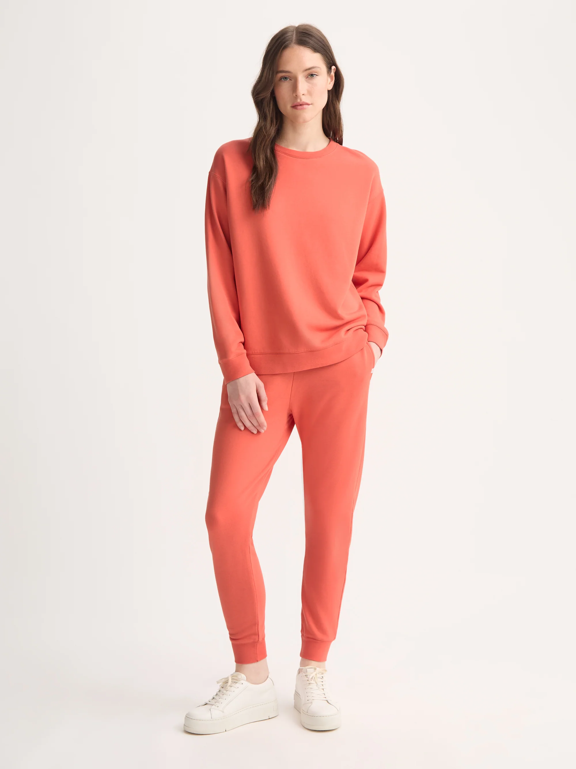 Women's Sweatshirt Quinn Cotton Modal Coral Orange - Image 2