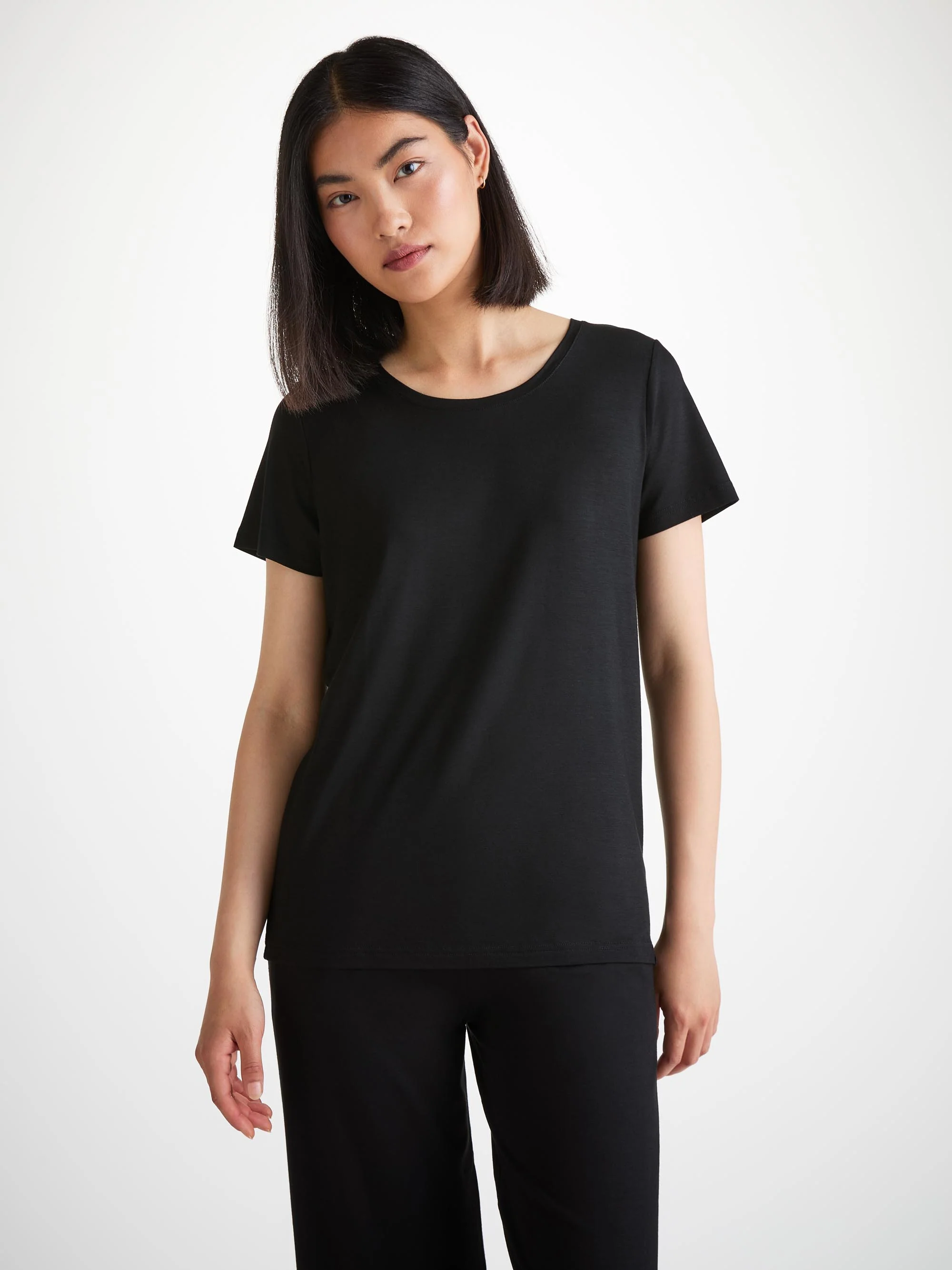 Women's T-Shirt Lara Micro Modal Stretch Black - Image 3