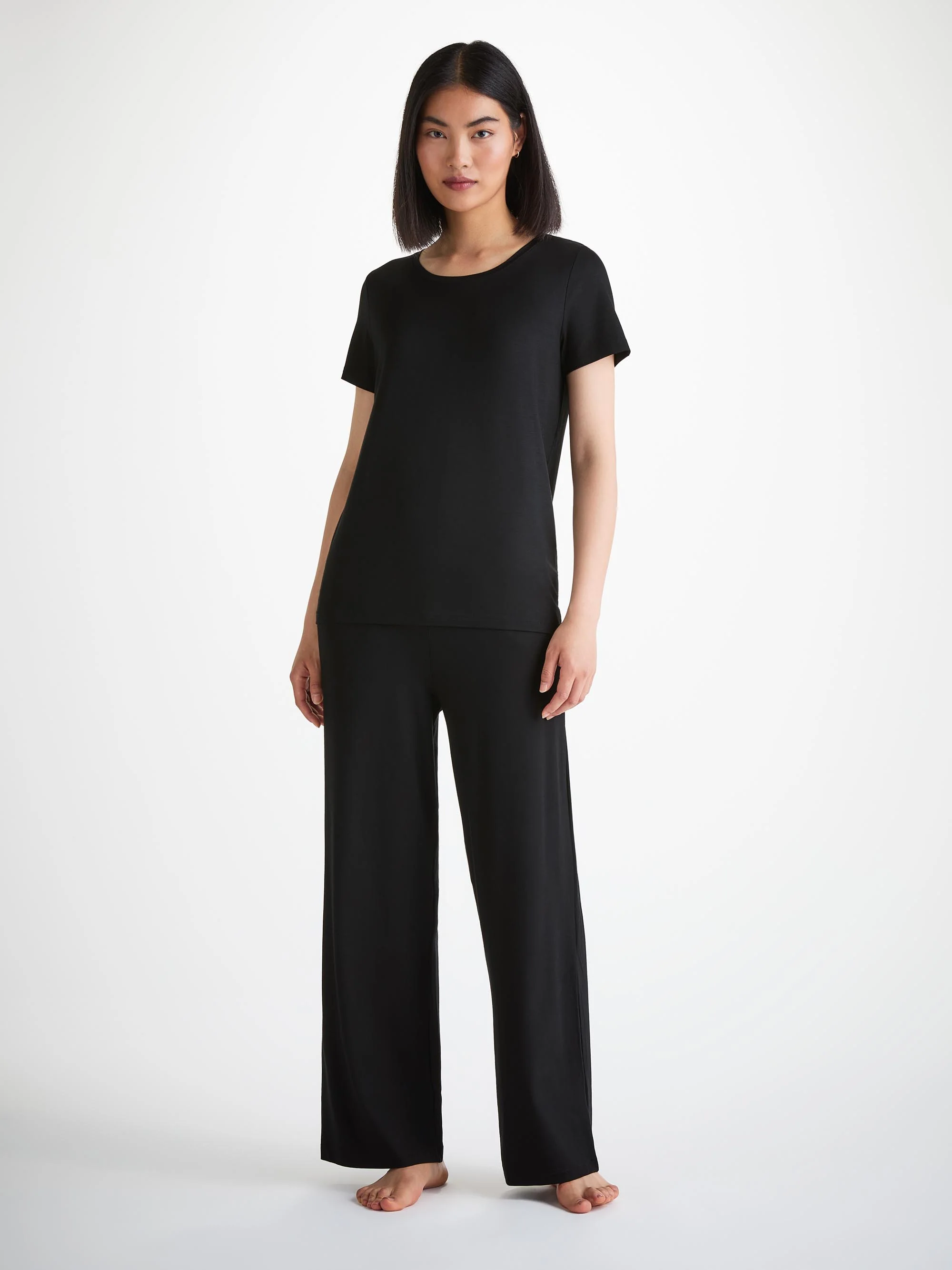 Women's T-Shirt Lara Micro Modal Stretch Black - Image 4
