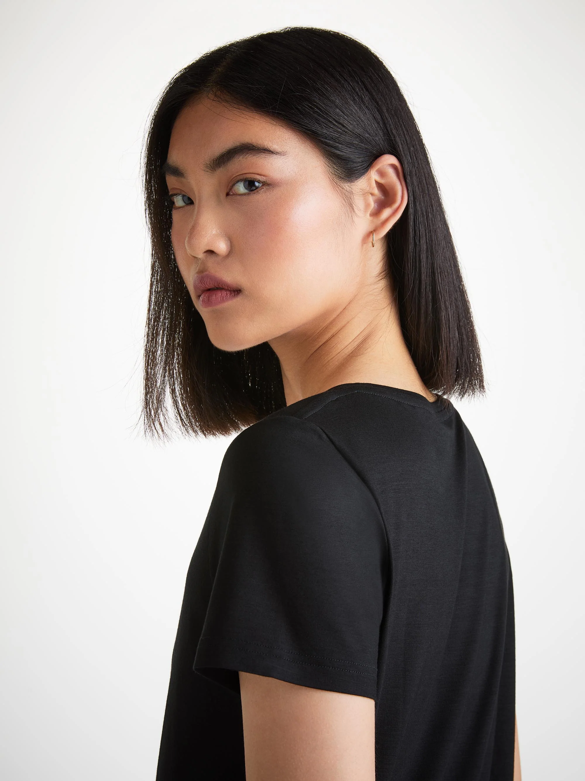 Women's T-Shirt Lara Micro Modal Stretch Black - Image 6
