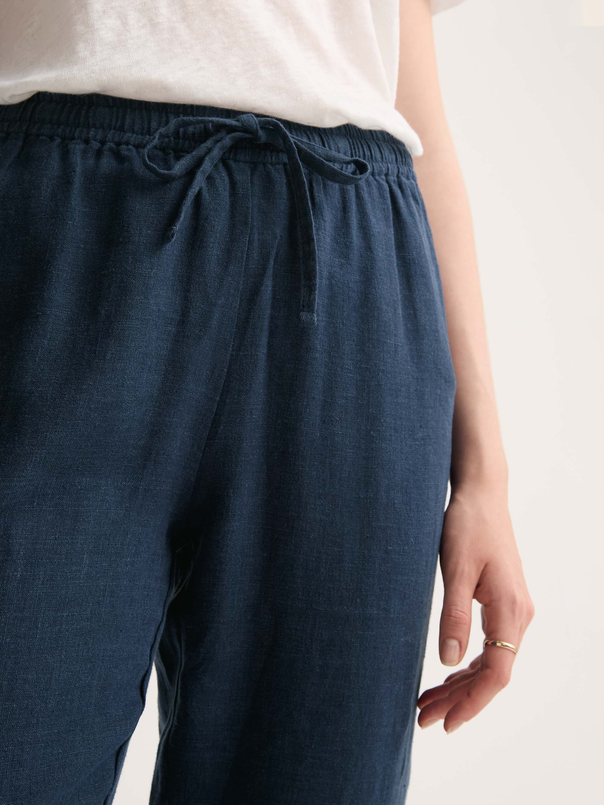 Women's Trousers Vienna Linen Navy - Image 4