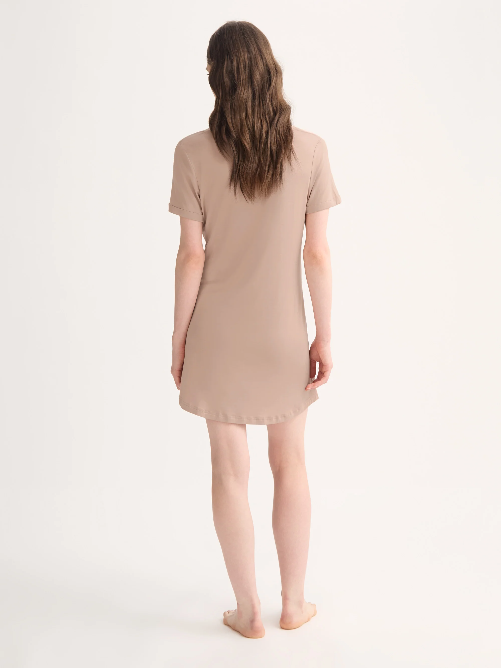 Women's V-Neck Sleep T-Shirt Lara Micro Modal Stretch Almond Blush - Image 5